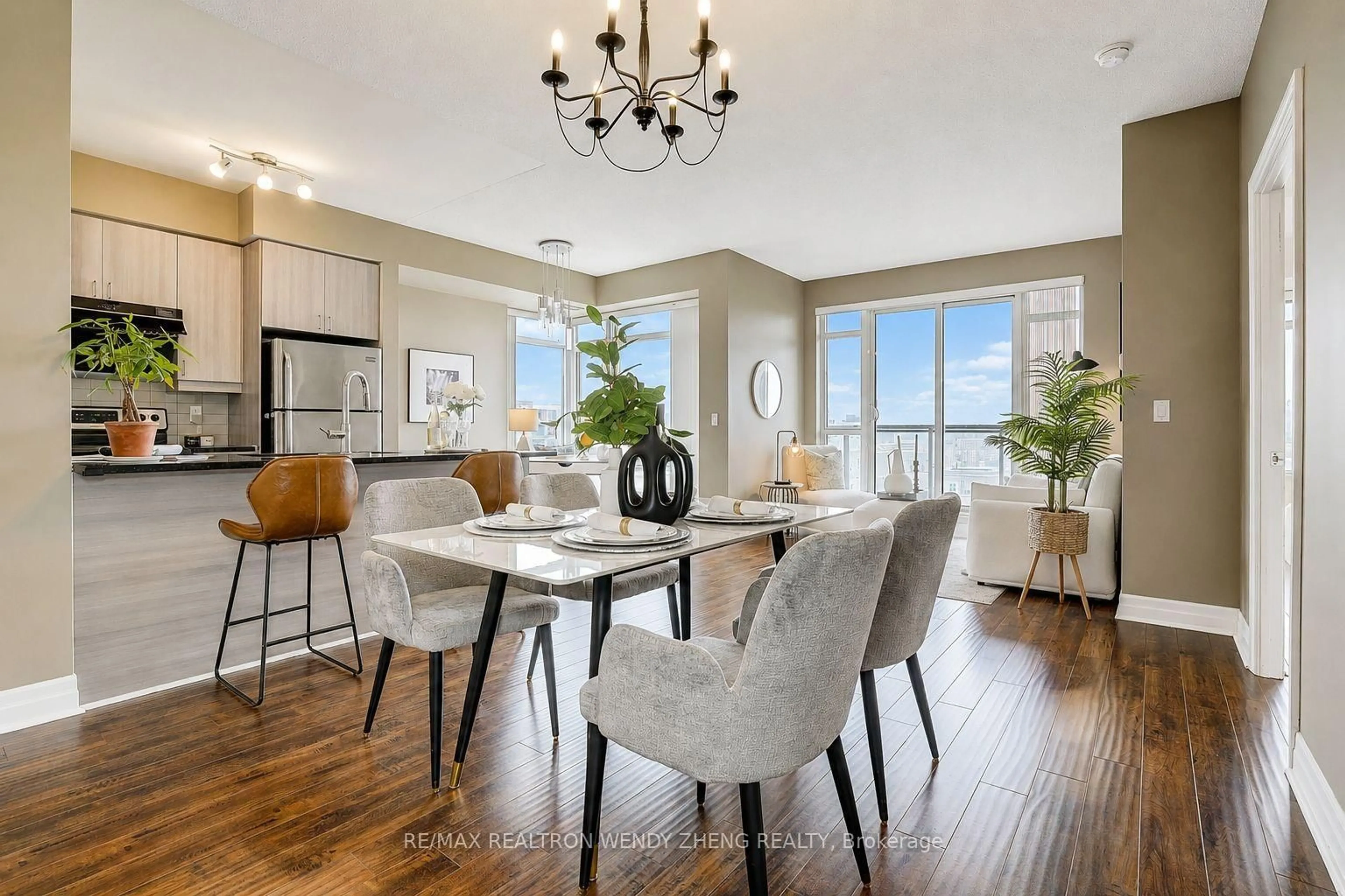 Dining room, wood/laminate floor for 8130 Birchmount Rd #615, Markham Ontario L6G 0E4