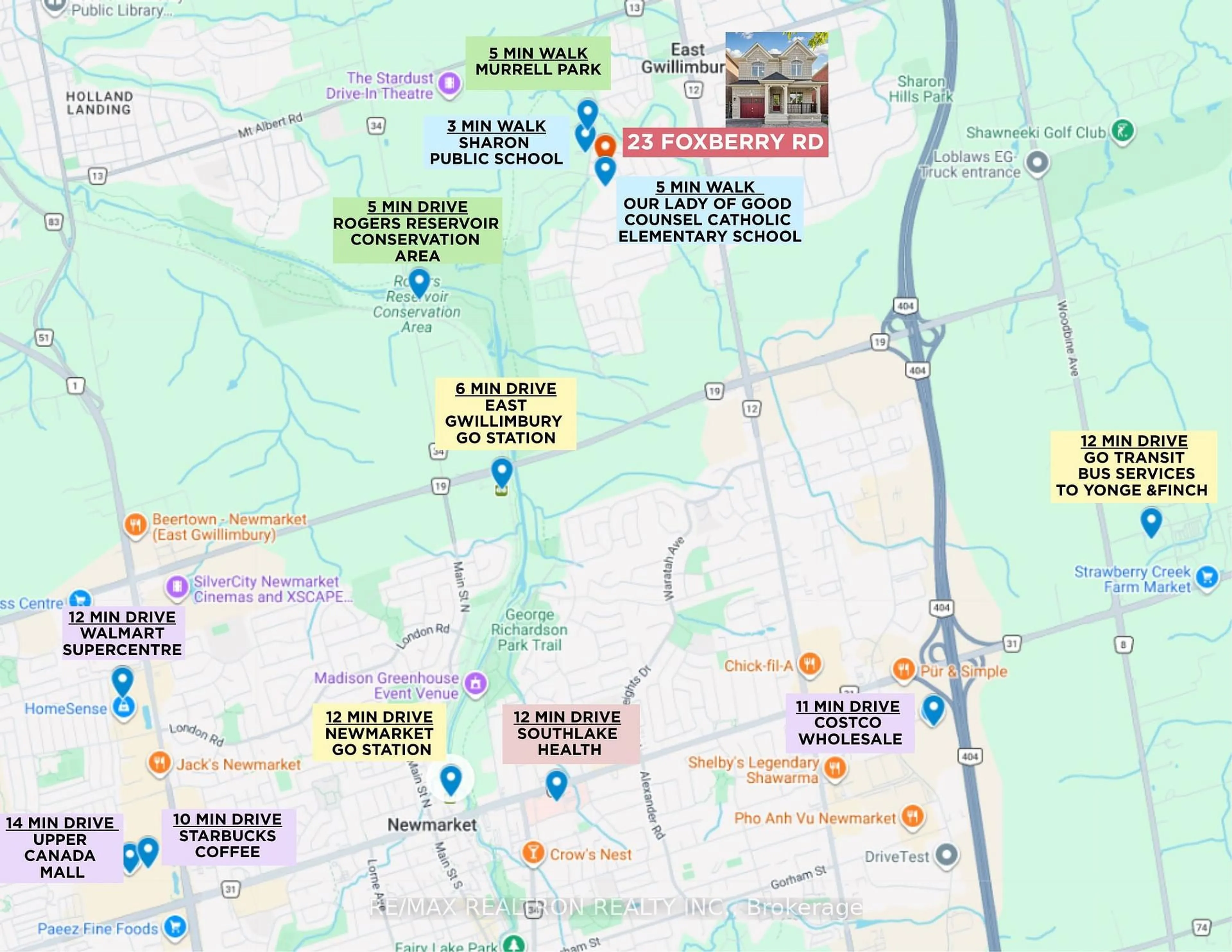 Picture of a map for 23 Foxberry Rd, East Gwillimbury Ontario L9N 0P6
