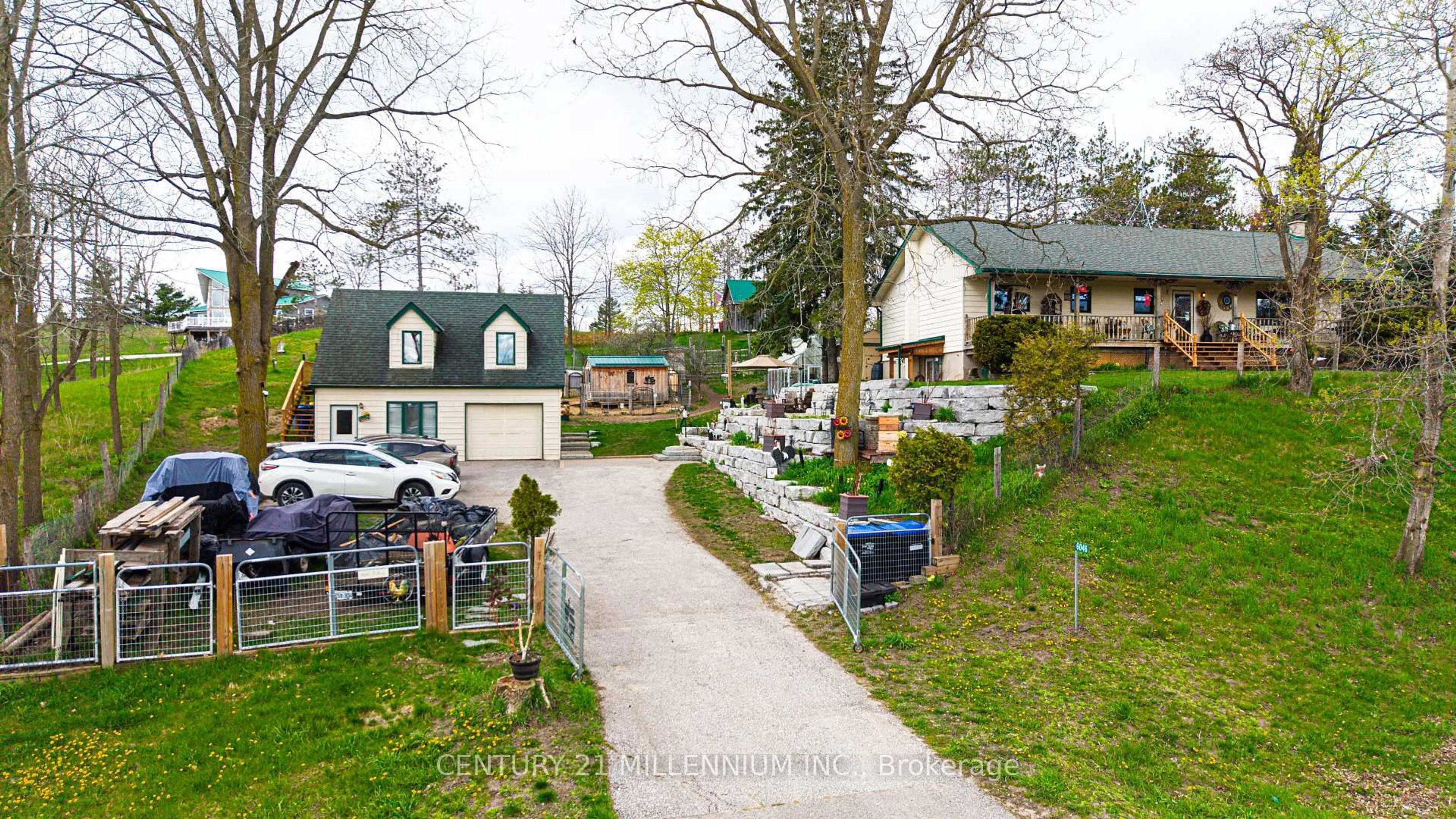 A pic from outside/outdoor area/front of a property/back of a property/a pic from drone, street for 6046 3rd Line, Essa Ontario L9R 1V2