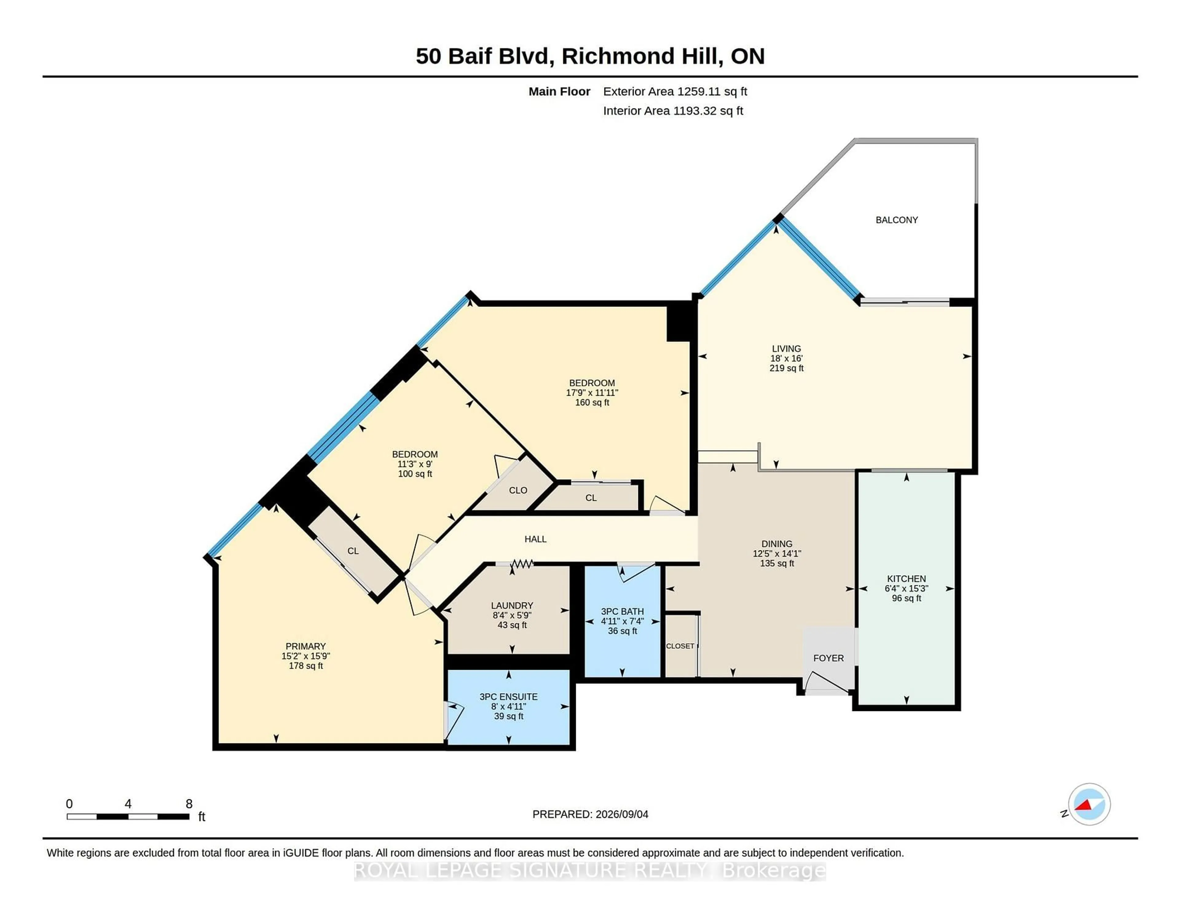 Floor plan for 50 Baif Blvd #1210, Richmond Hill Ontario L4C 5L1