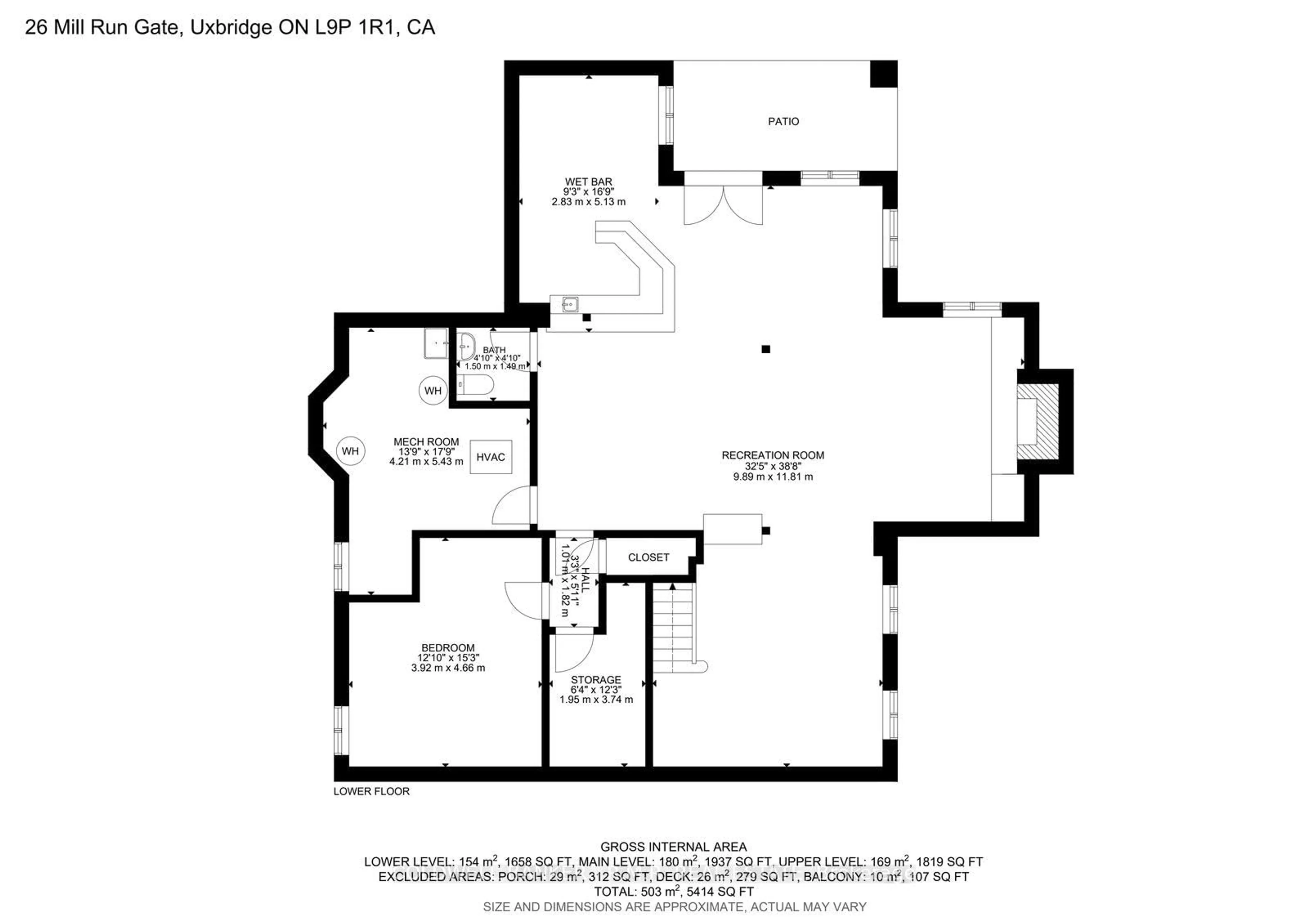Floor plan for 26 Mill Run Gate, Uxbridge Ontario L9P 1R1