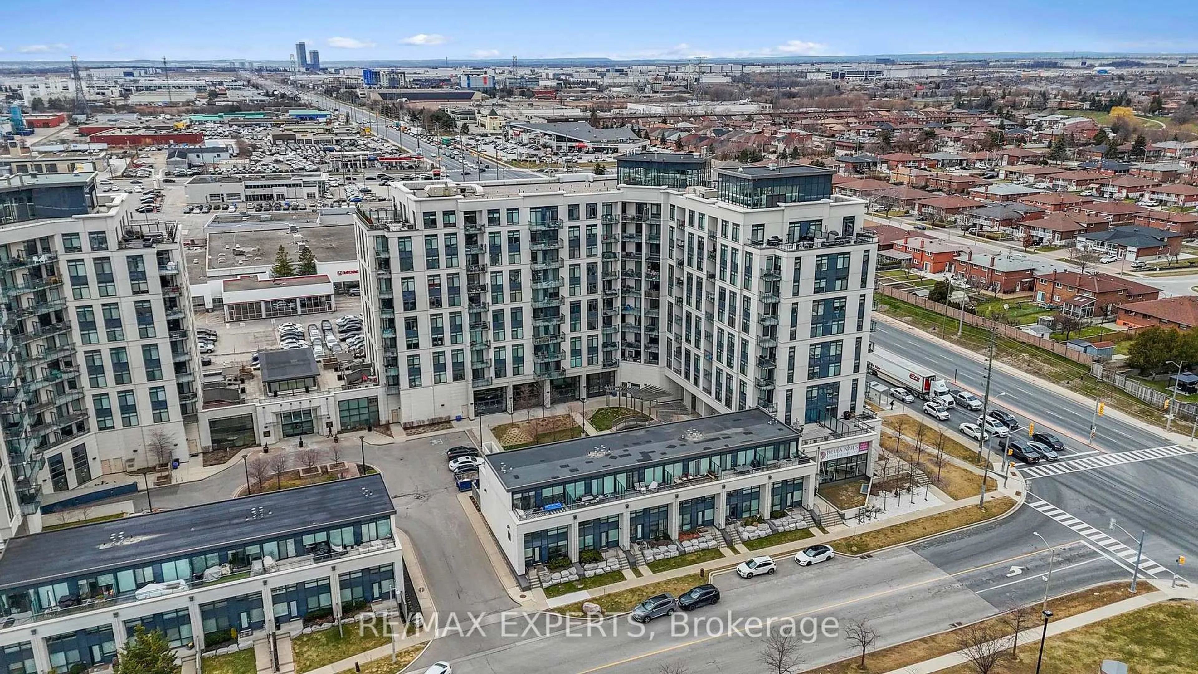 A pic from outside/outdoor area/front of a property/back of a property/a pic from drone, city buildings view from balcony for 12 Woodstream Blvd #201, Vaughan Ontario L4L 8C4