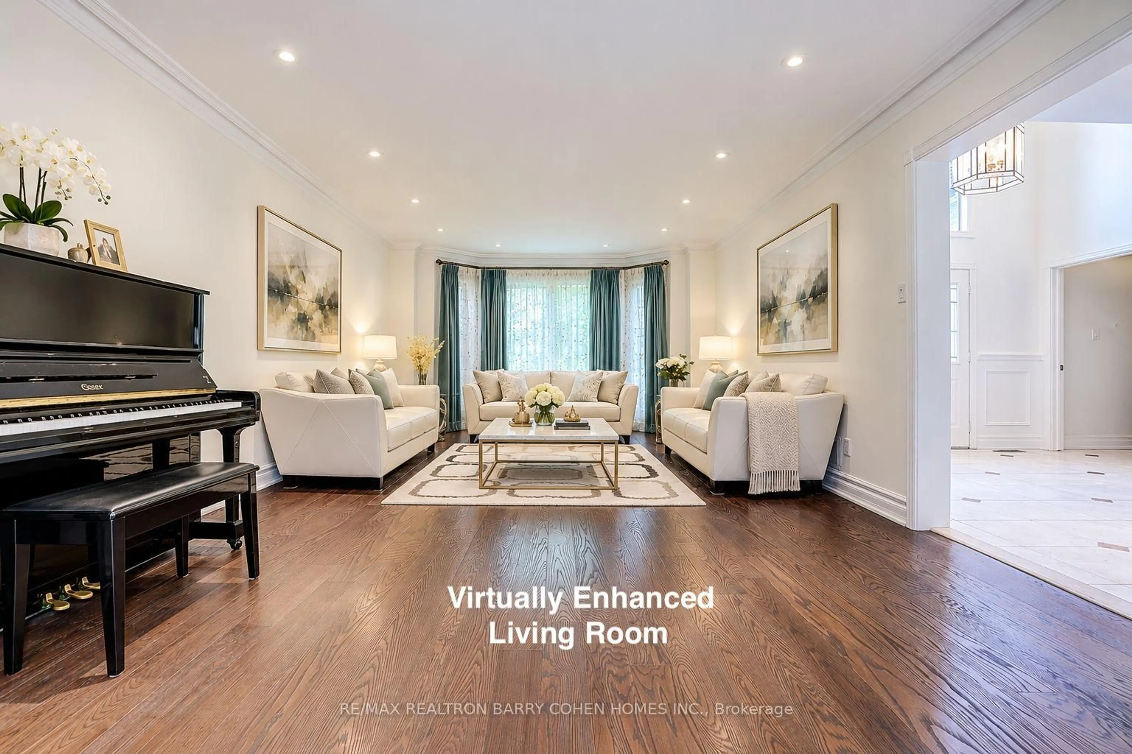 Living room with furniture, wood/laminate floor for 44 Prince Edward Blvd, Markham Ontario L3T 7G1