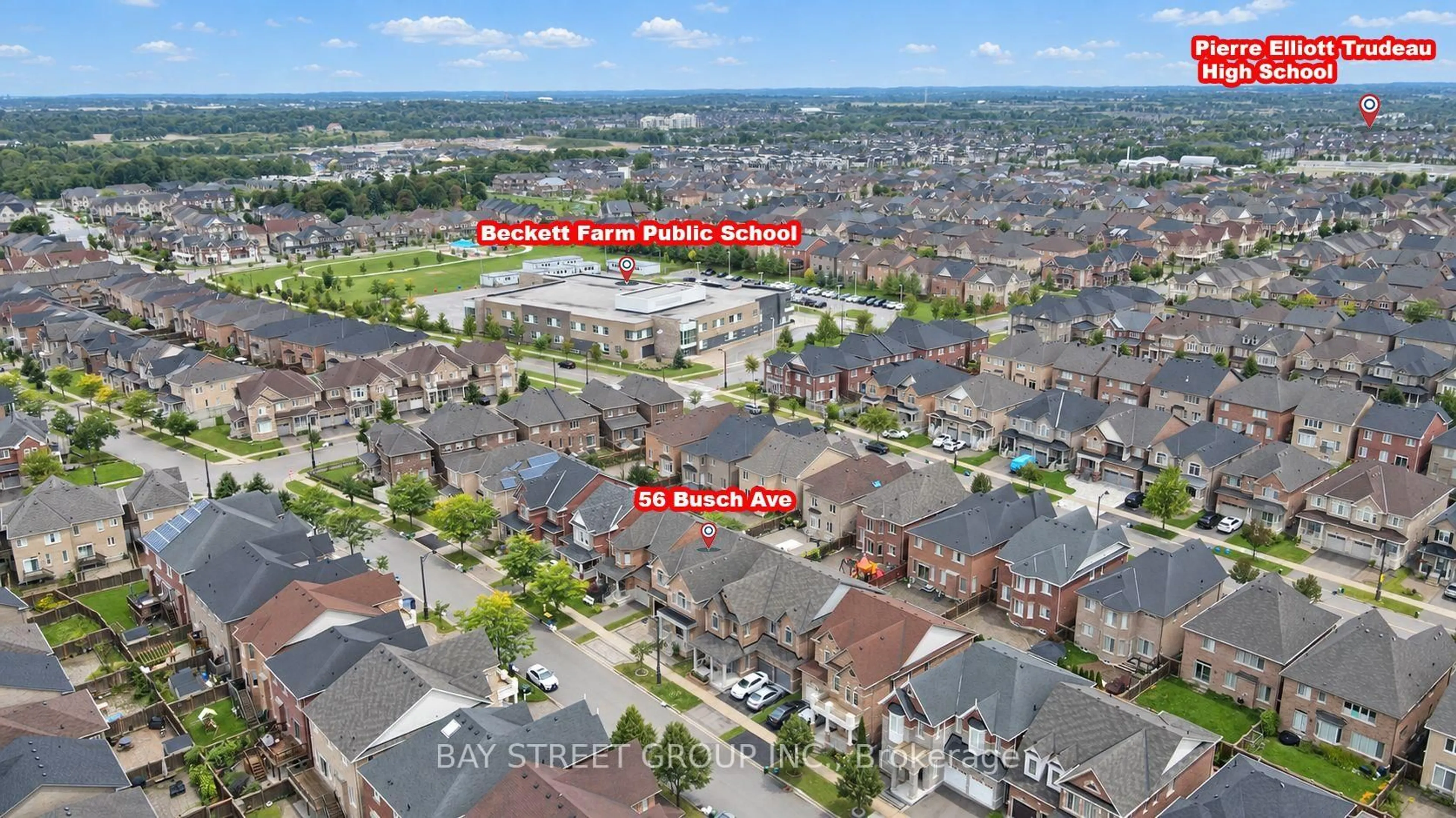 A pic from outside/outdoor area/front of a property/back of a property/a pic from drone, street for 56 Busch Ave, Markham Ontario L6C 0V4