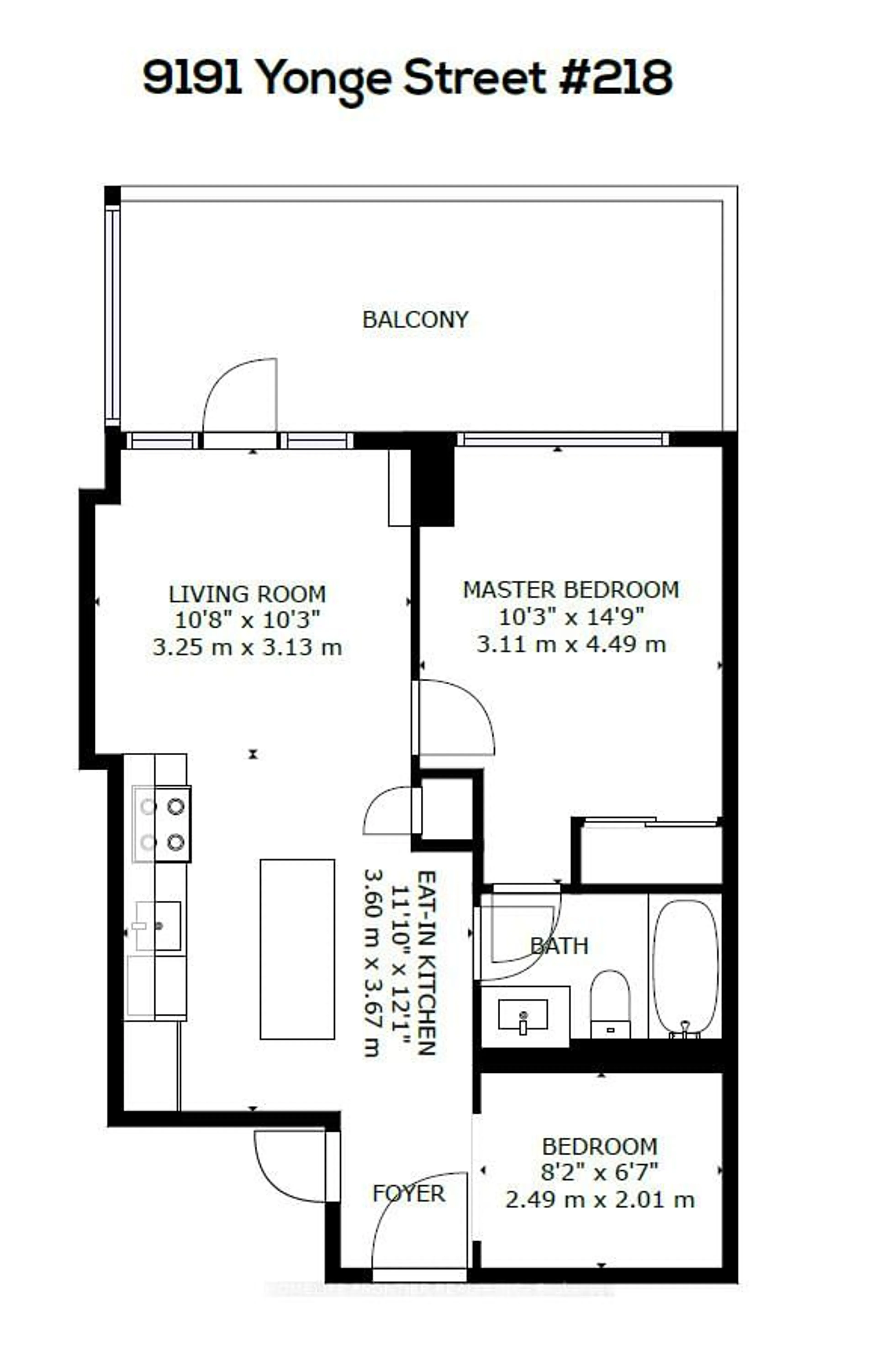 Floor plan for 9191 Yonge St #218, Richmond Hill Ontario L4C 1E2