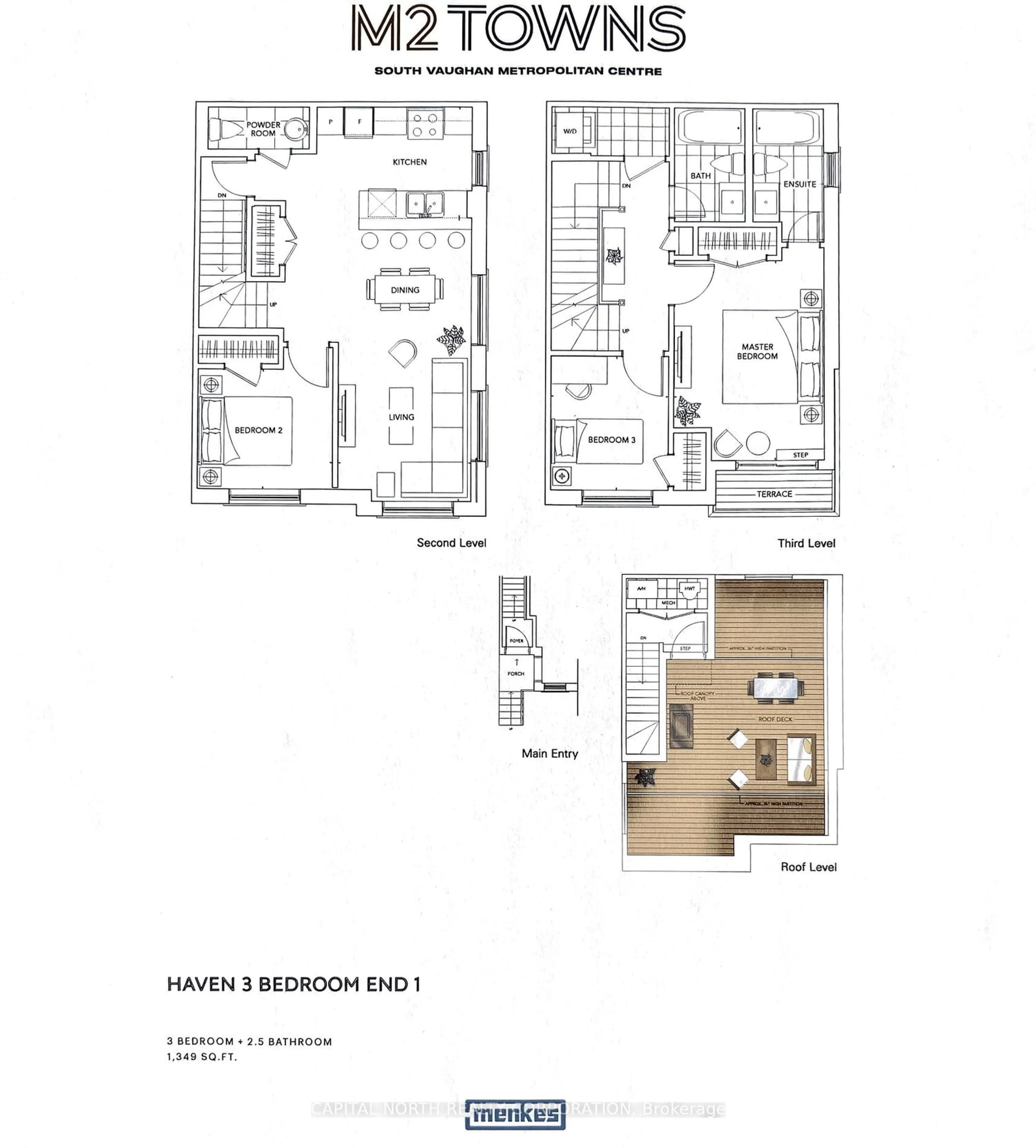 Floor plan for 100 Honeycrisp Cres #Th341, Vaughan Ontario L4K 5Z8