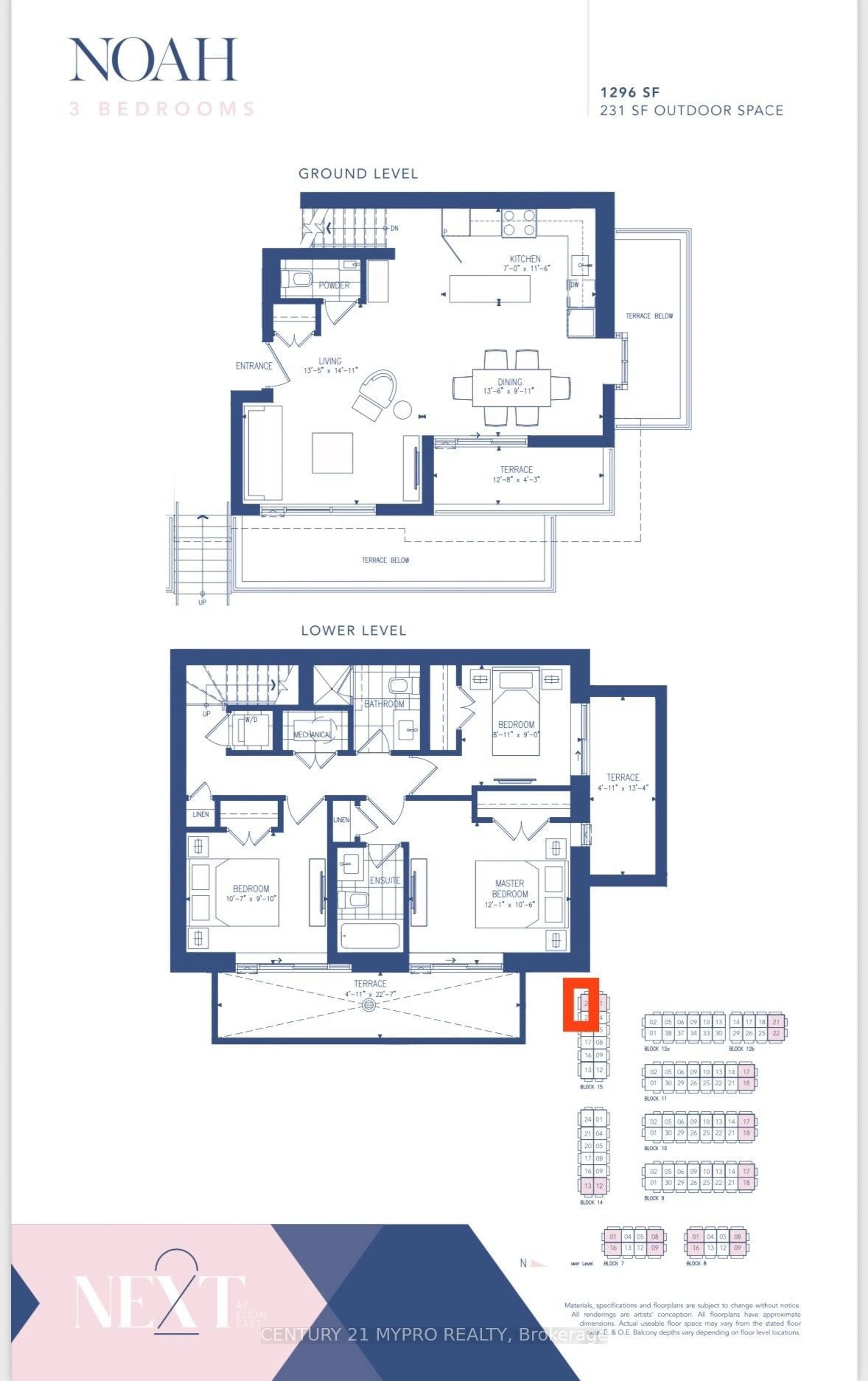 Floor plan for 5 Steckley House Lane #716, Richmond Hill Ontario L4S 1M4