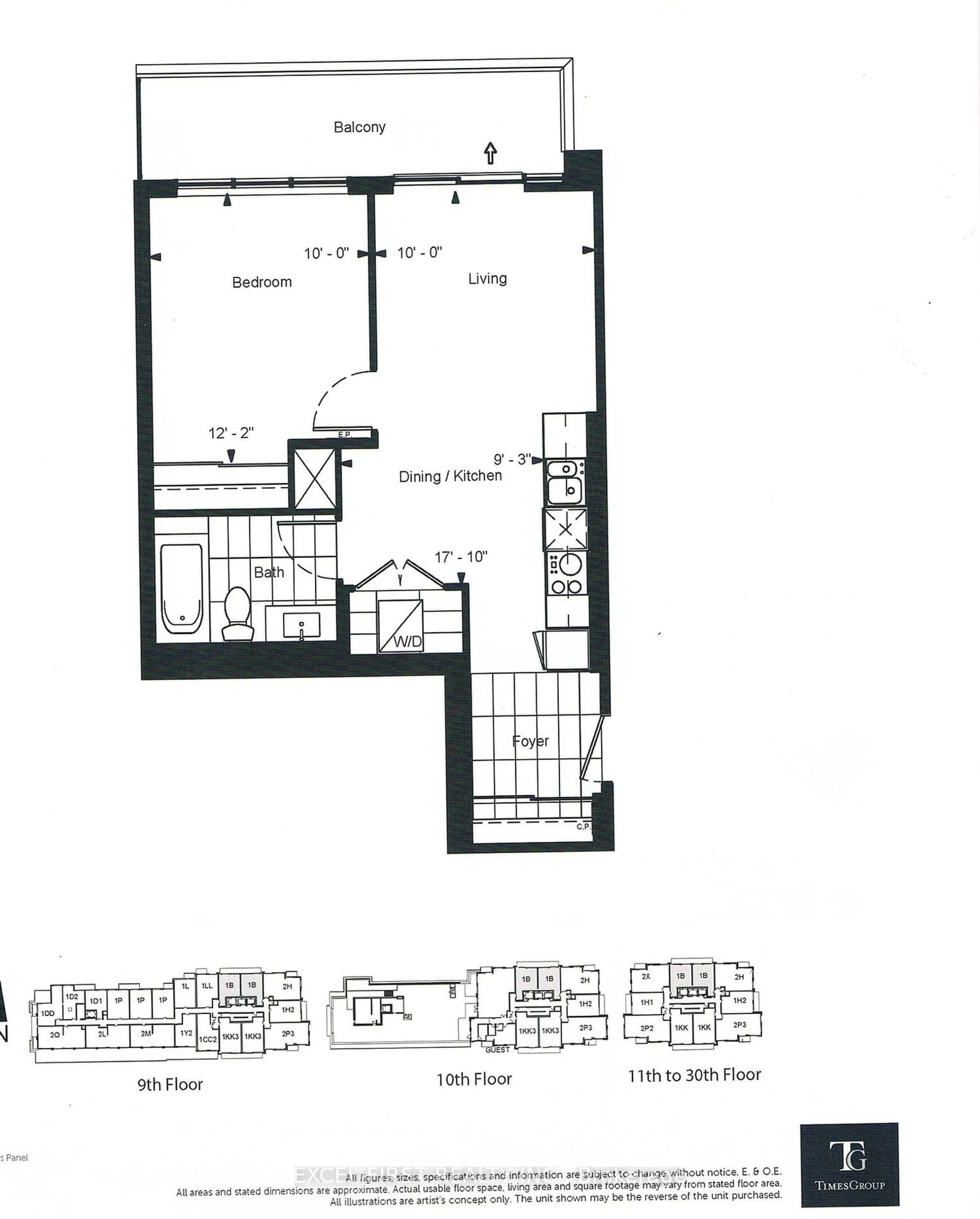 Floor plan for 15 Water Walk Dr #2601, Markham Ontario L6G 0G2