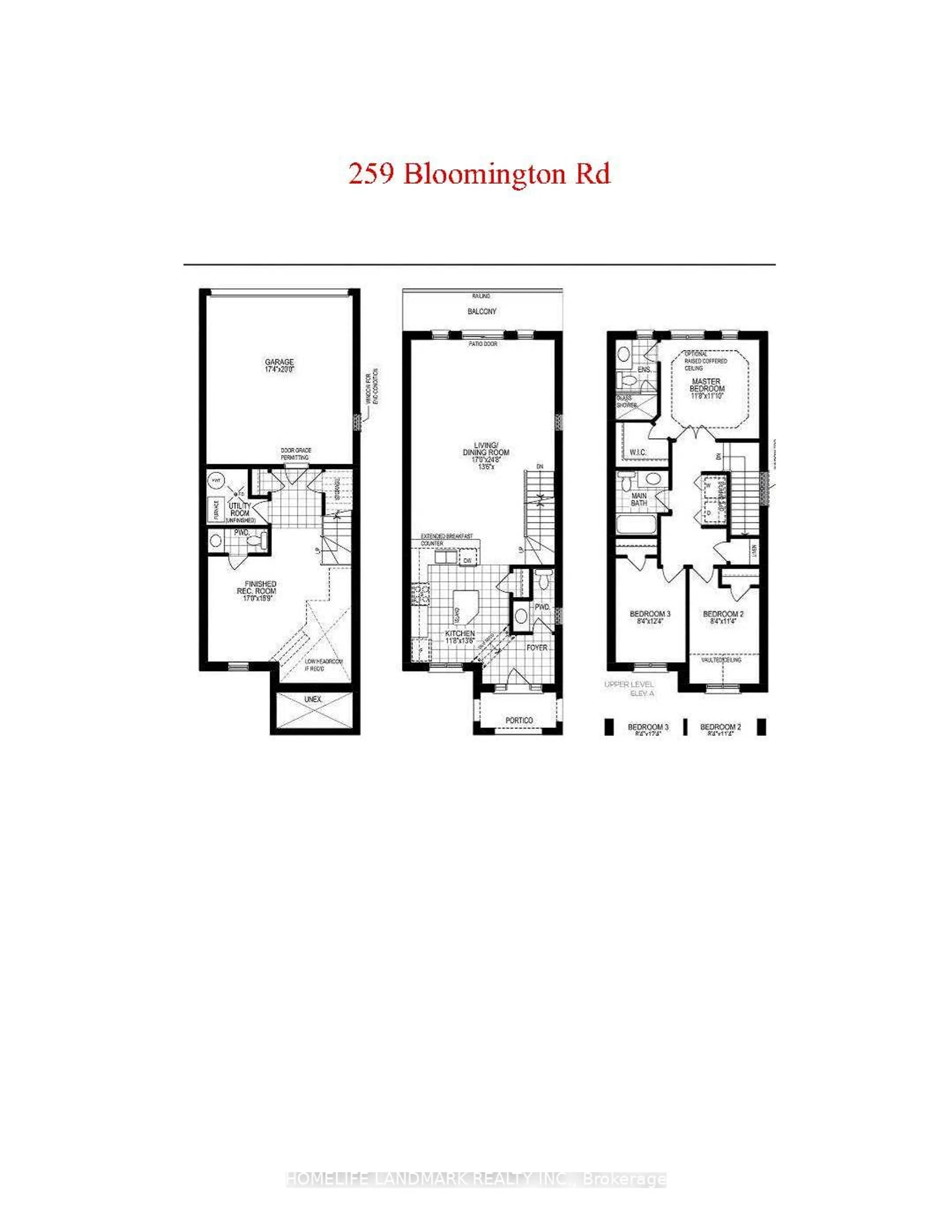 Floor plan for 259 Bloomington Rd, Richmond Hill Ontario L4E 1G4