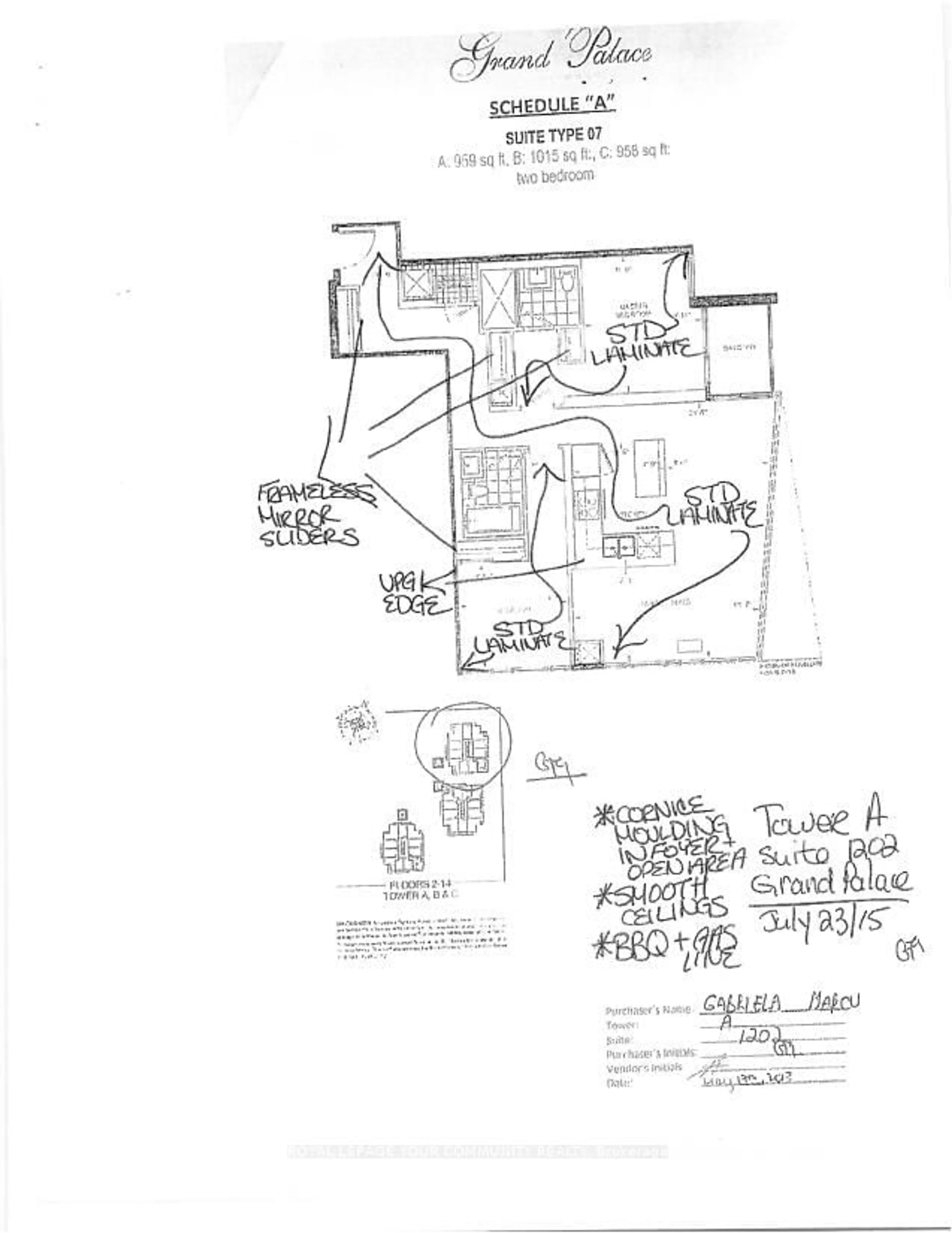 Floor plan for 9608 Yonge St #1202A, Richmond Hill Ontario L4C 0X4