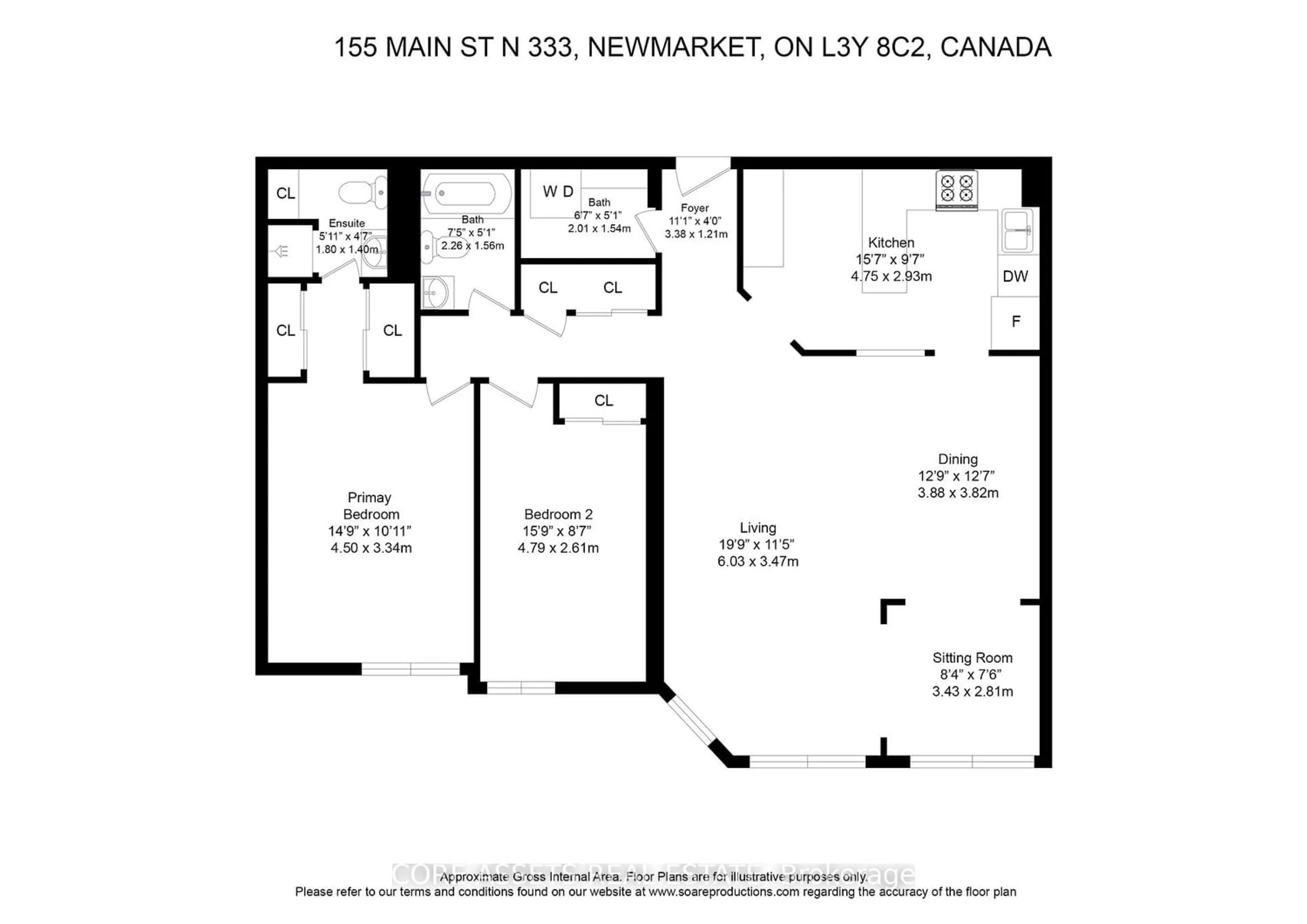 Floor plan for 155 Main St #333, Newmarket Ontario L3Y 8C2