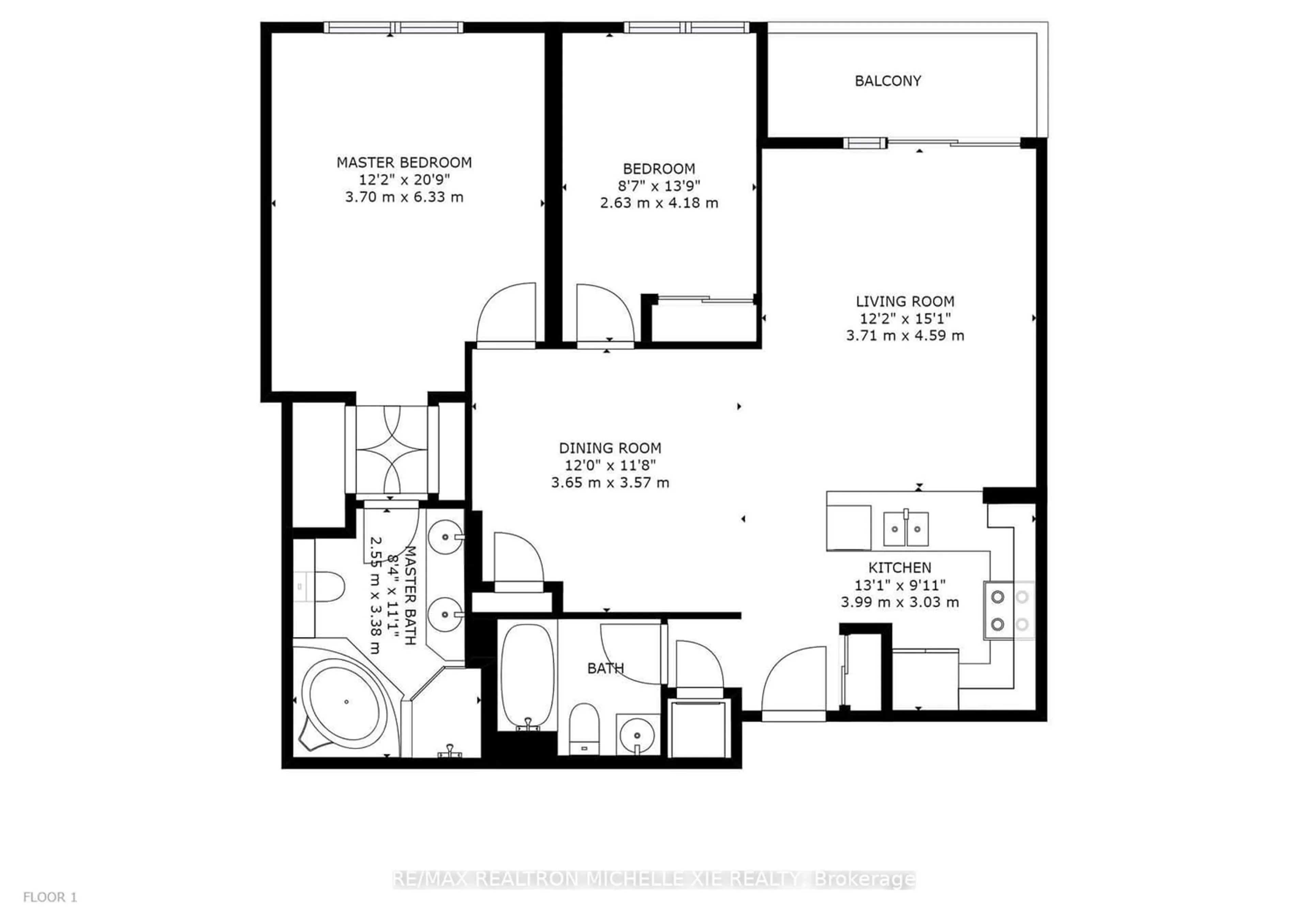 Floor plan for 51 Baffin Crt #208, Richmond Hill Ontario L4B 4P6