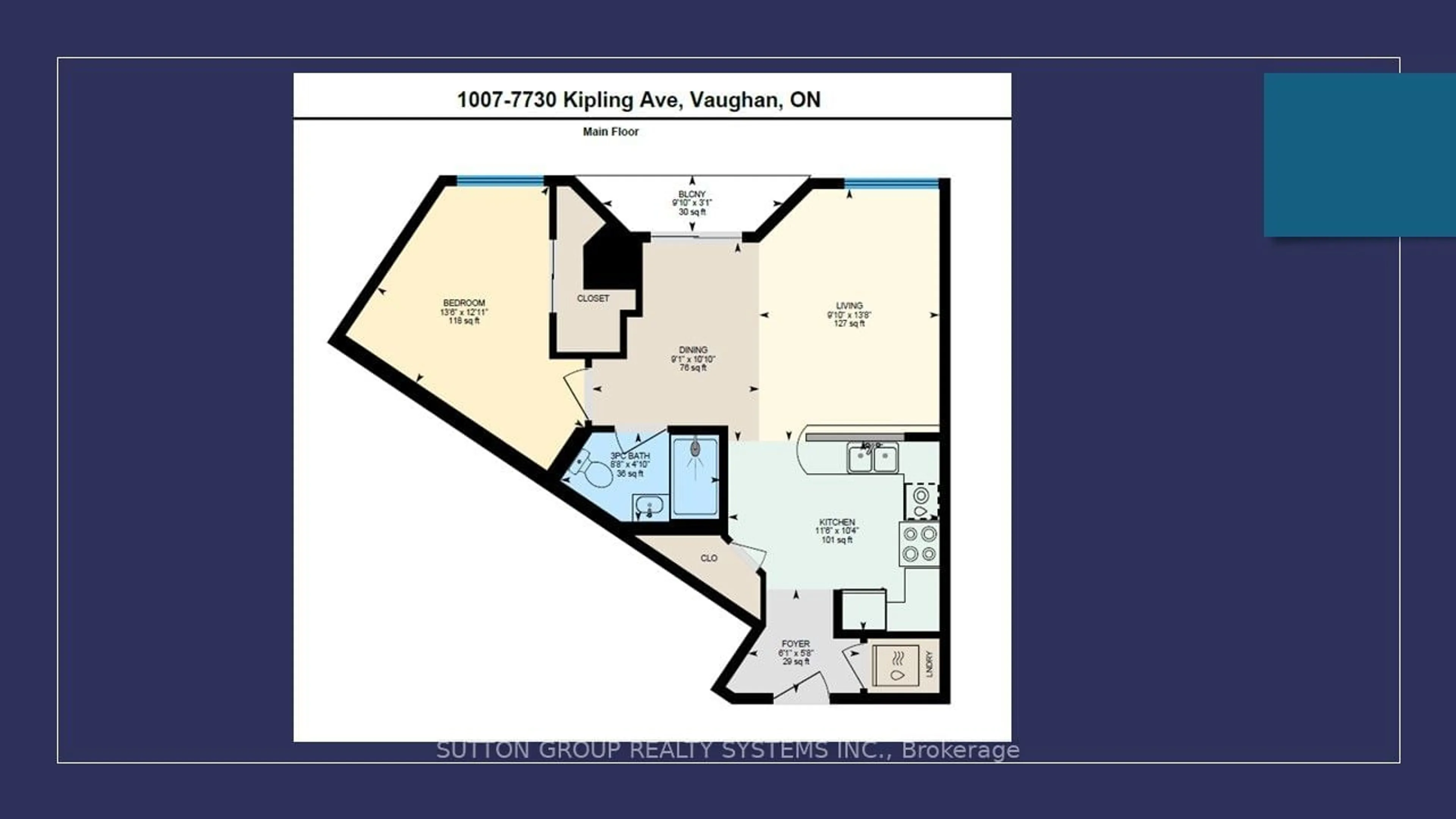 Floor plan for 7730 Kipling Ave #1007, Vaughan Ontario L4L 1Y9