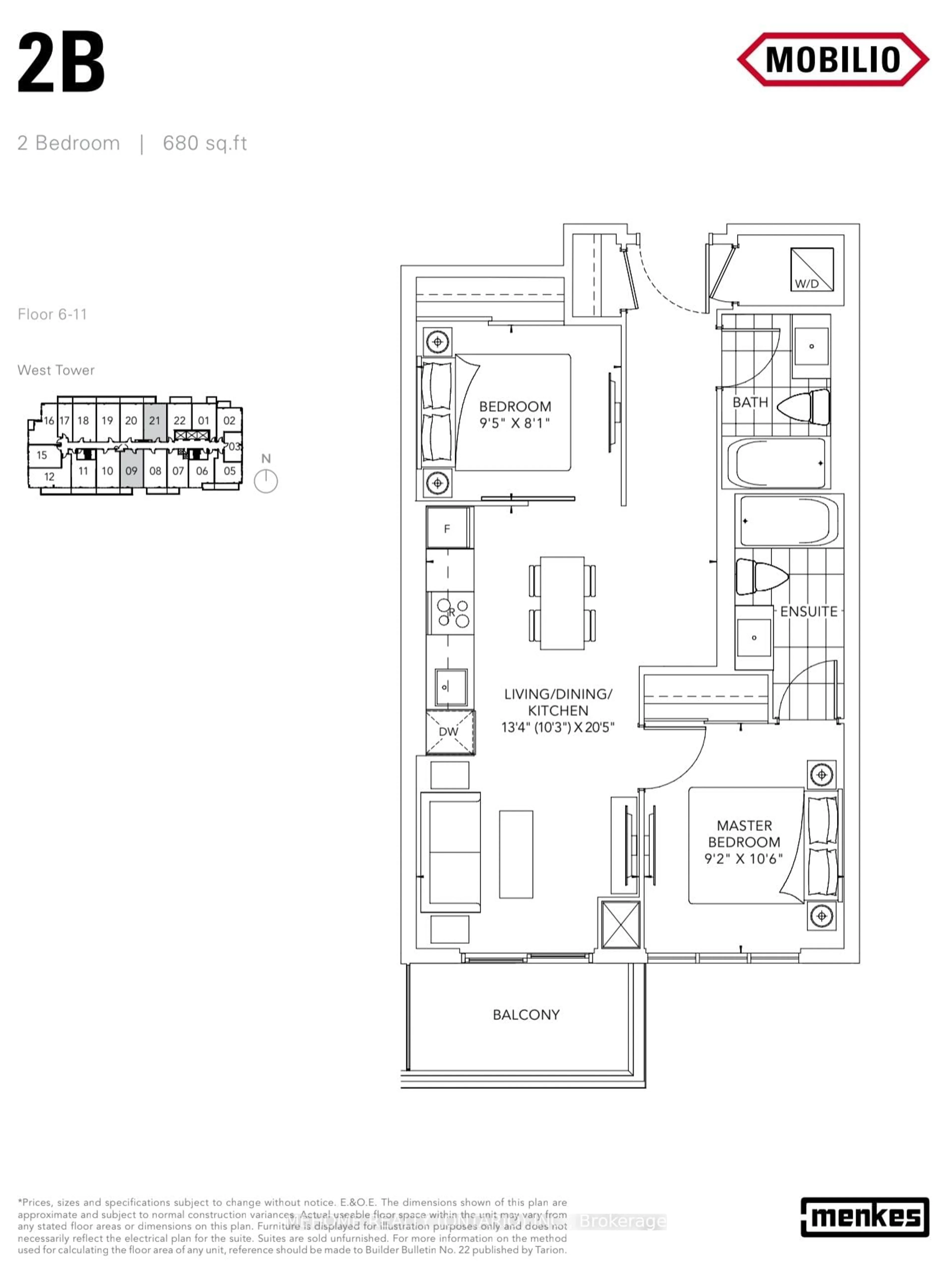 Floor plan for 38 Honeycrisp Cres #1021, Vaughan Ontario L4K 0M8