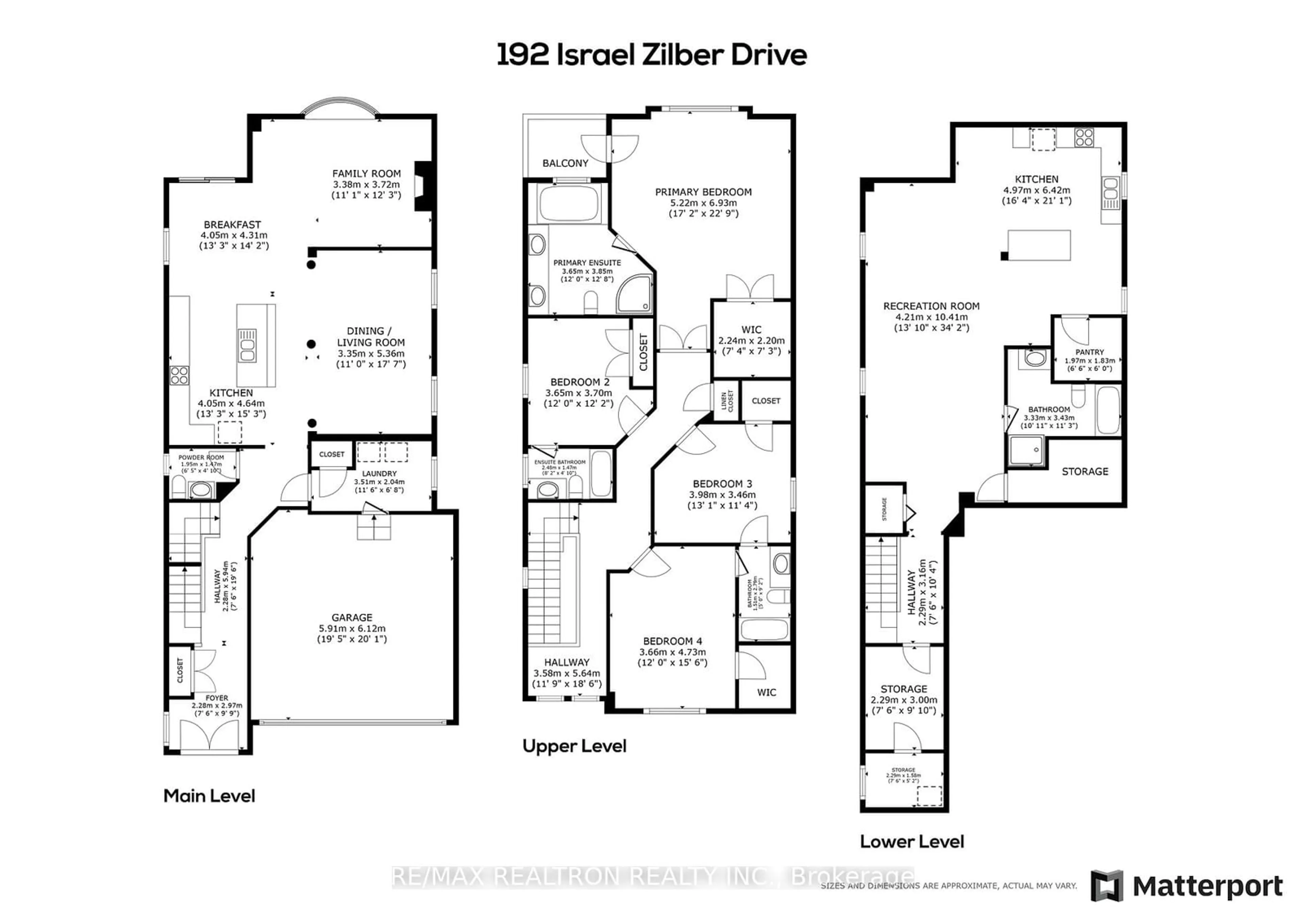 Floor plan for 192 Israel Zilber Dr, Vaughan Ontario L6A 0L3