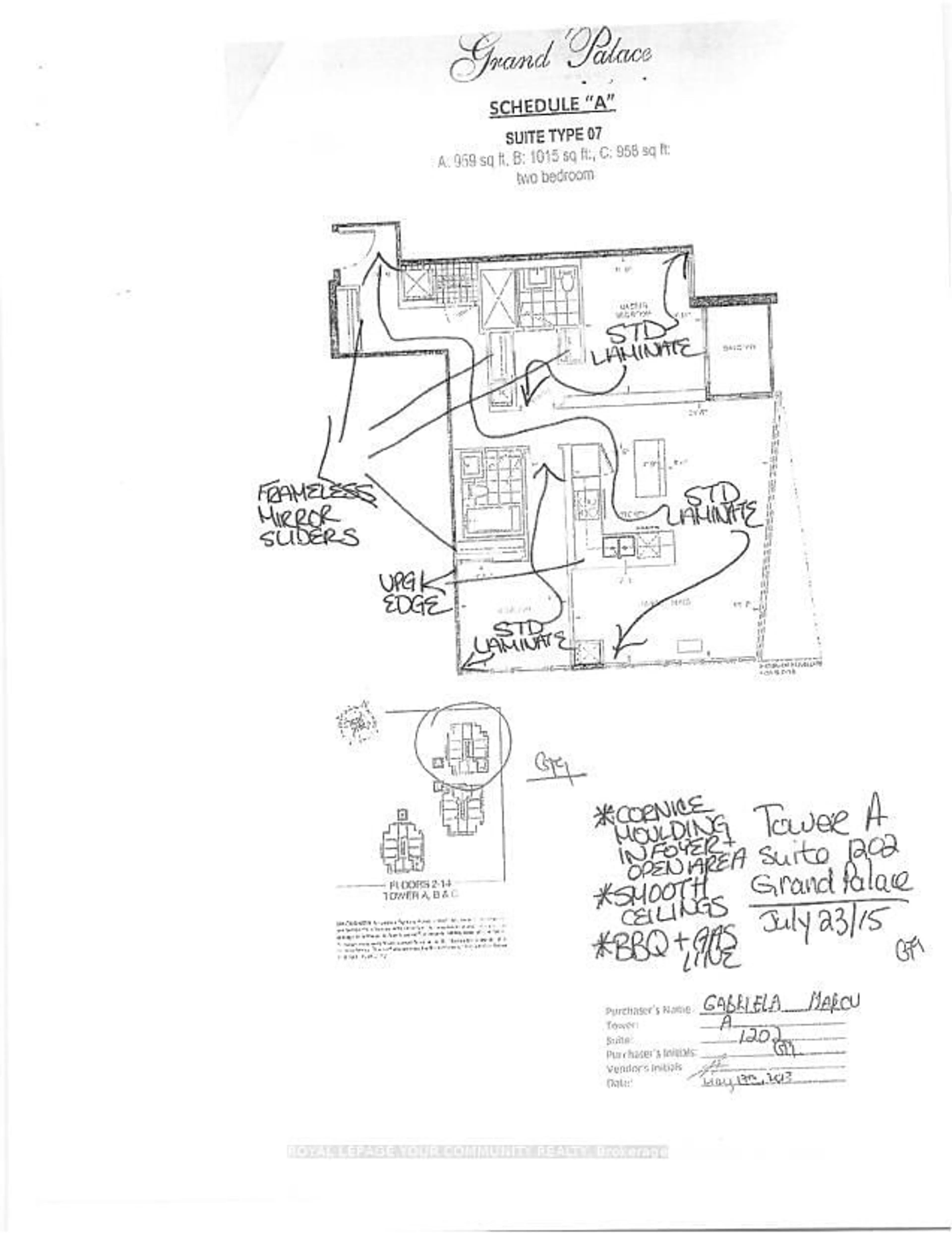 Floor plan for 9608 Yonge St #1202A, Richmond Hill Ontario L4C 0X4