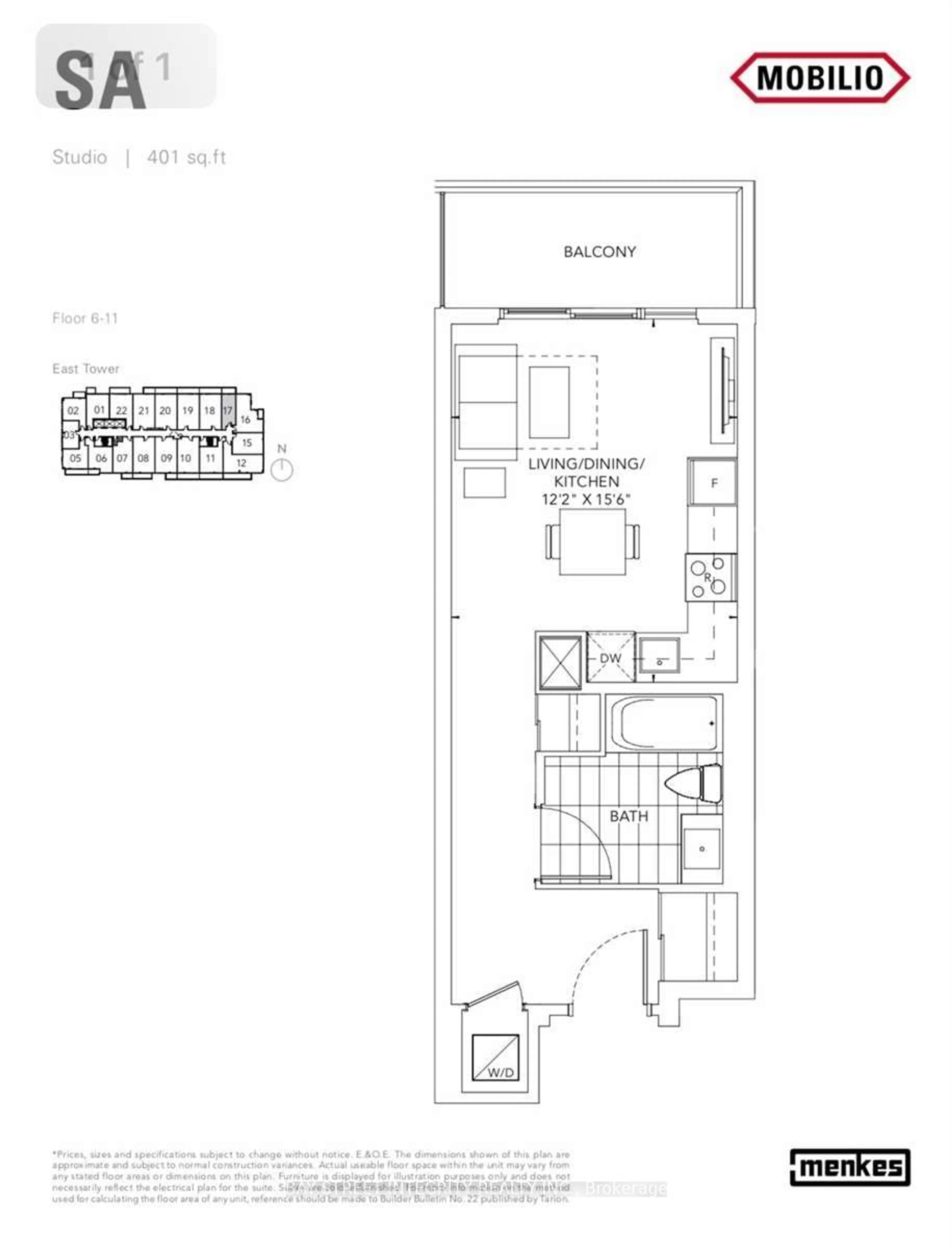 Floor plan for 38 Honeycrisp Cres #1117, Vaughan Ontario L4K 0M8