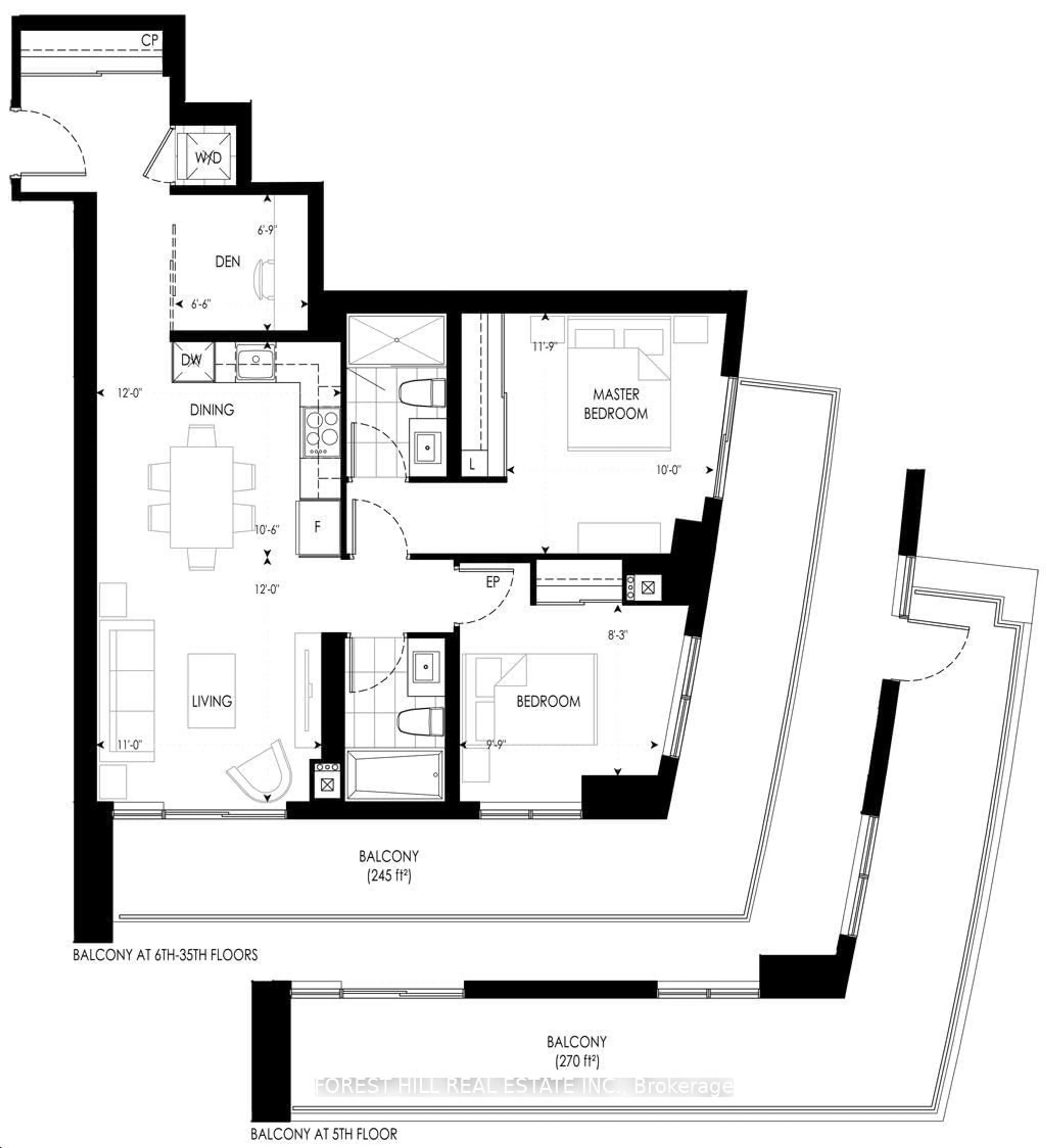 Floor plan for 12 Gandhi Lane #1806, Markham Ontario L3T 0G8