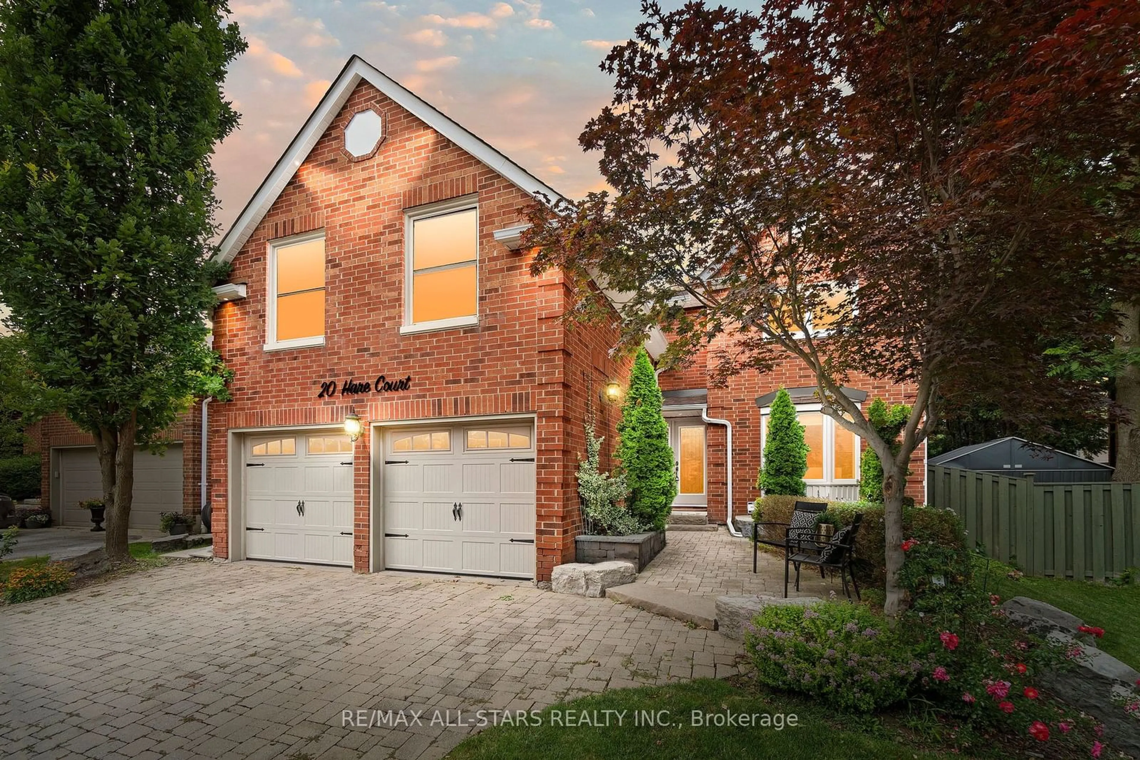 Home with brick exterior material for 20 Hare Crt, Markham Ontario L3P 4K6
