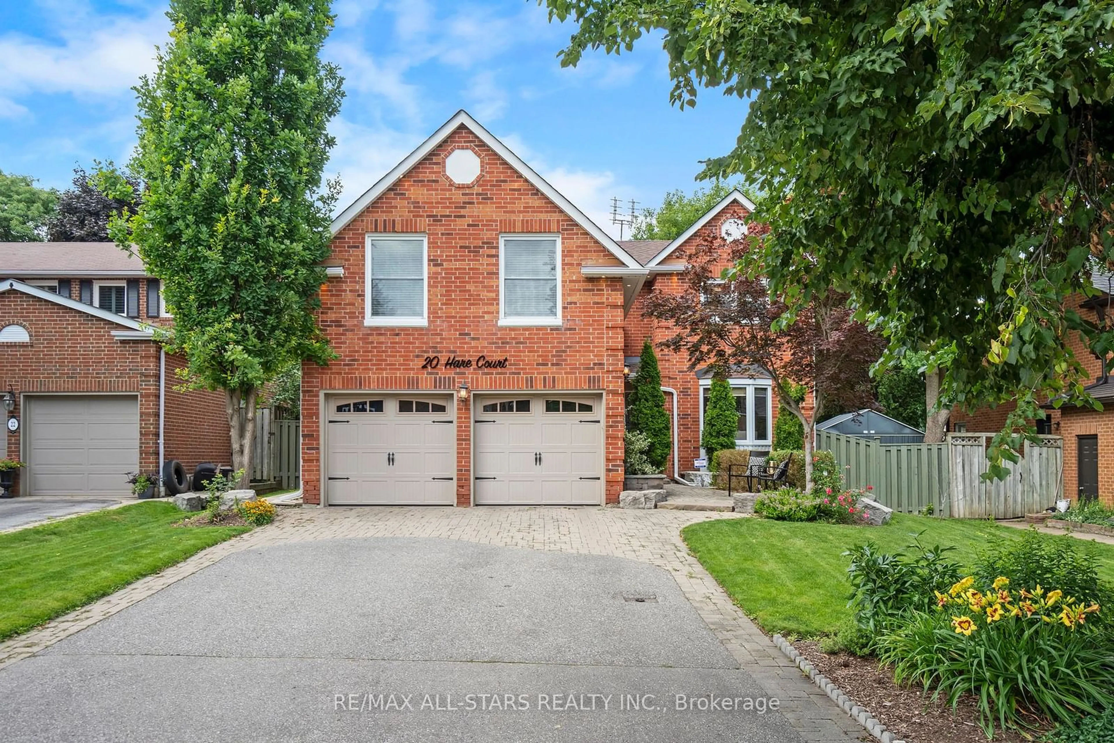 Home with brick exterior material for 20 Hare Crt, Markham Ontario L3P 4K6