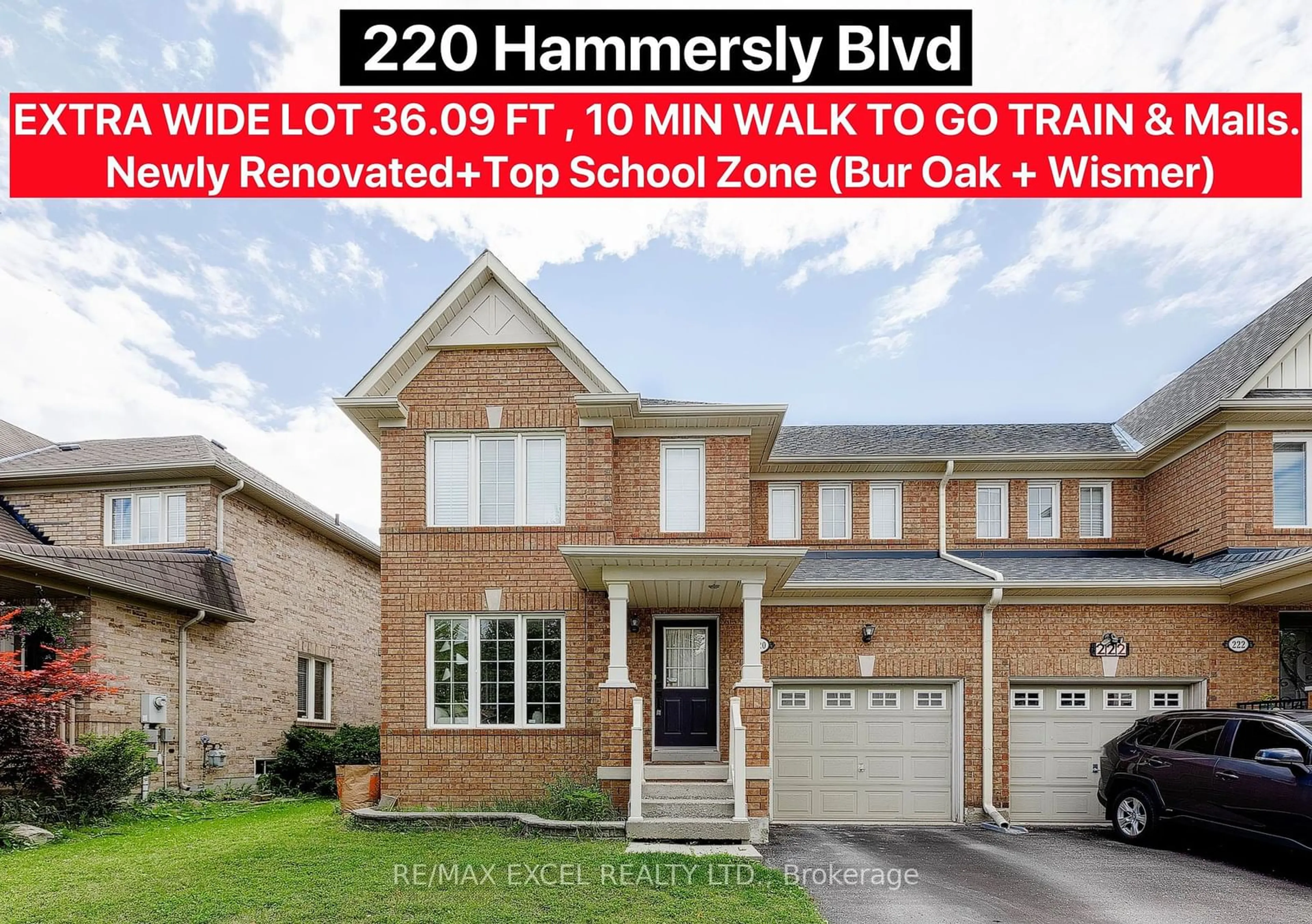 Home with brick exterior material for 220 Hammersly Blvd, Markham Ontario L6E 2C9