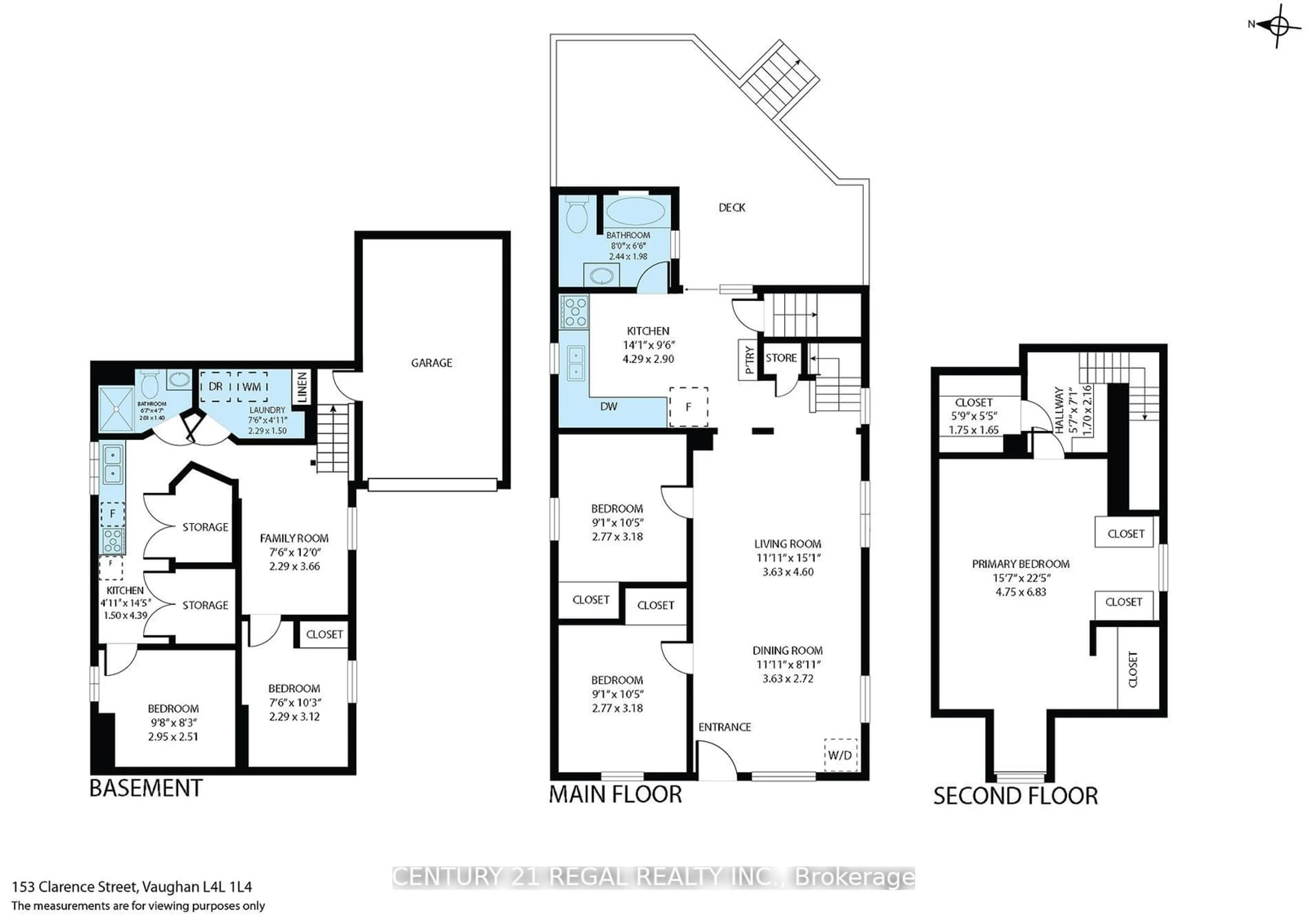 Floor plan for 153 Clarence St, Vaughan Ontario L4L 1L4