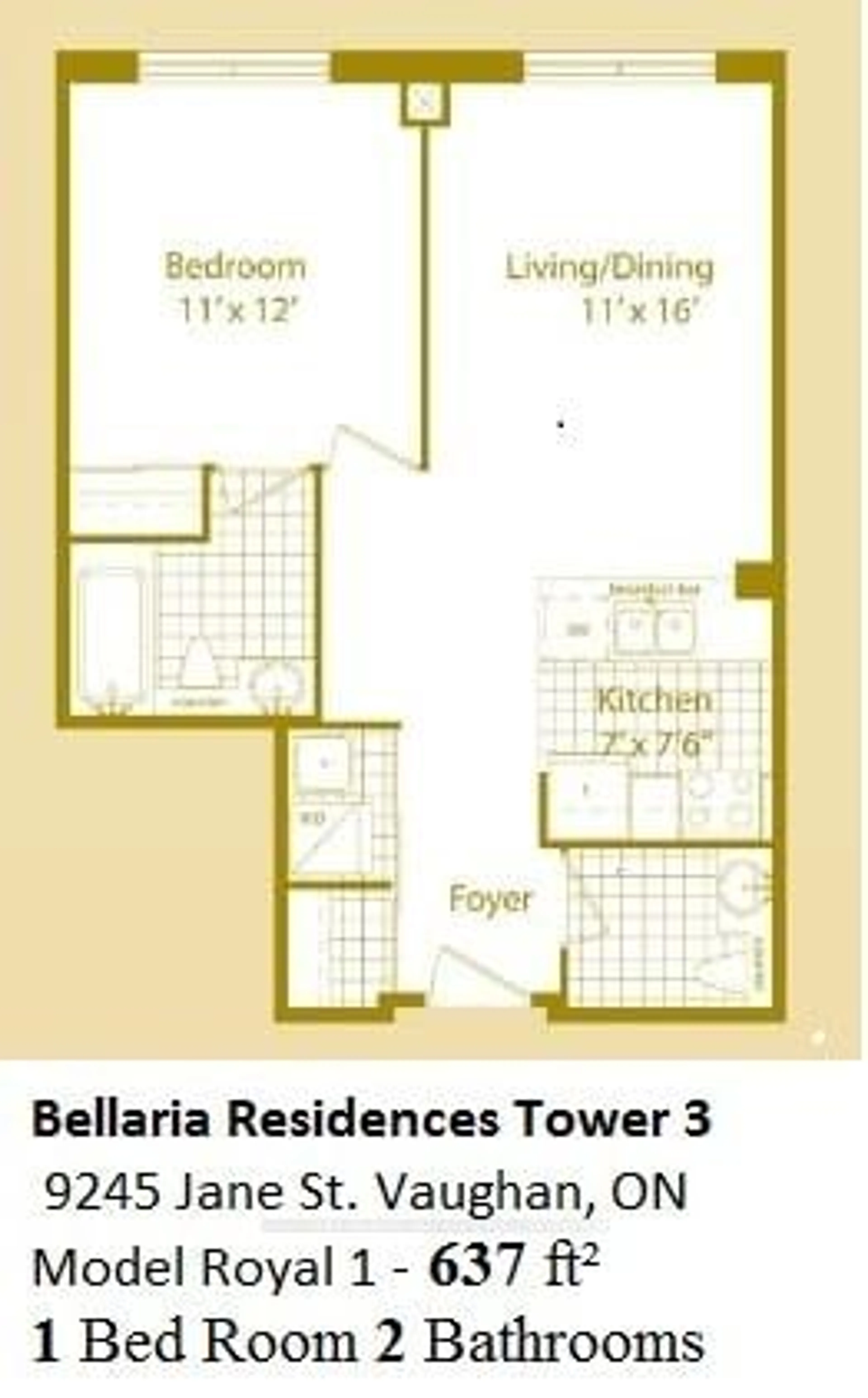 Floor plan for 9245 Jane St #402, Vaughan Ontario L6A 0J9