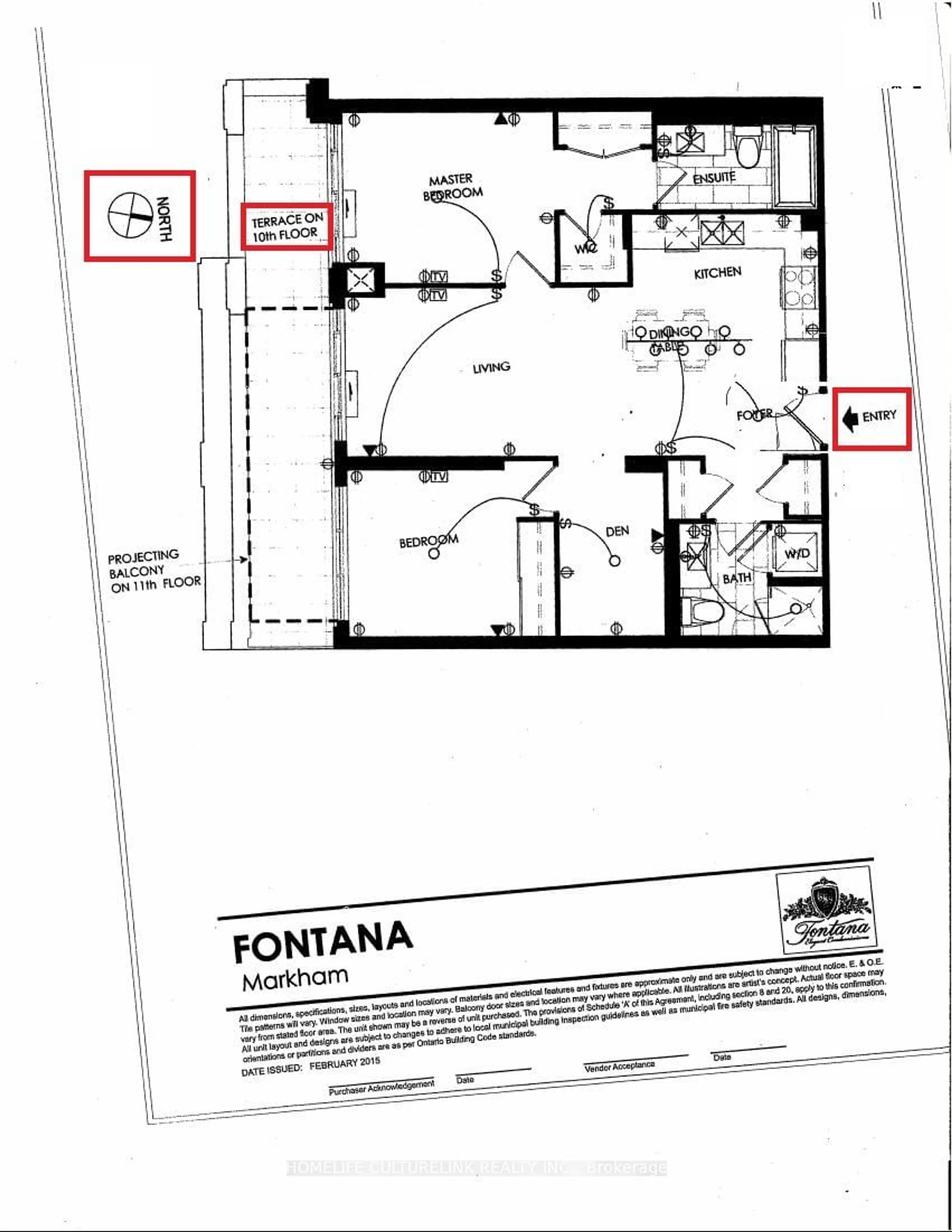 Floor plan for 99 SOUTH TOWN CENTRE Blvd #1008, Markham Ontario L6G 0E9