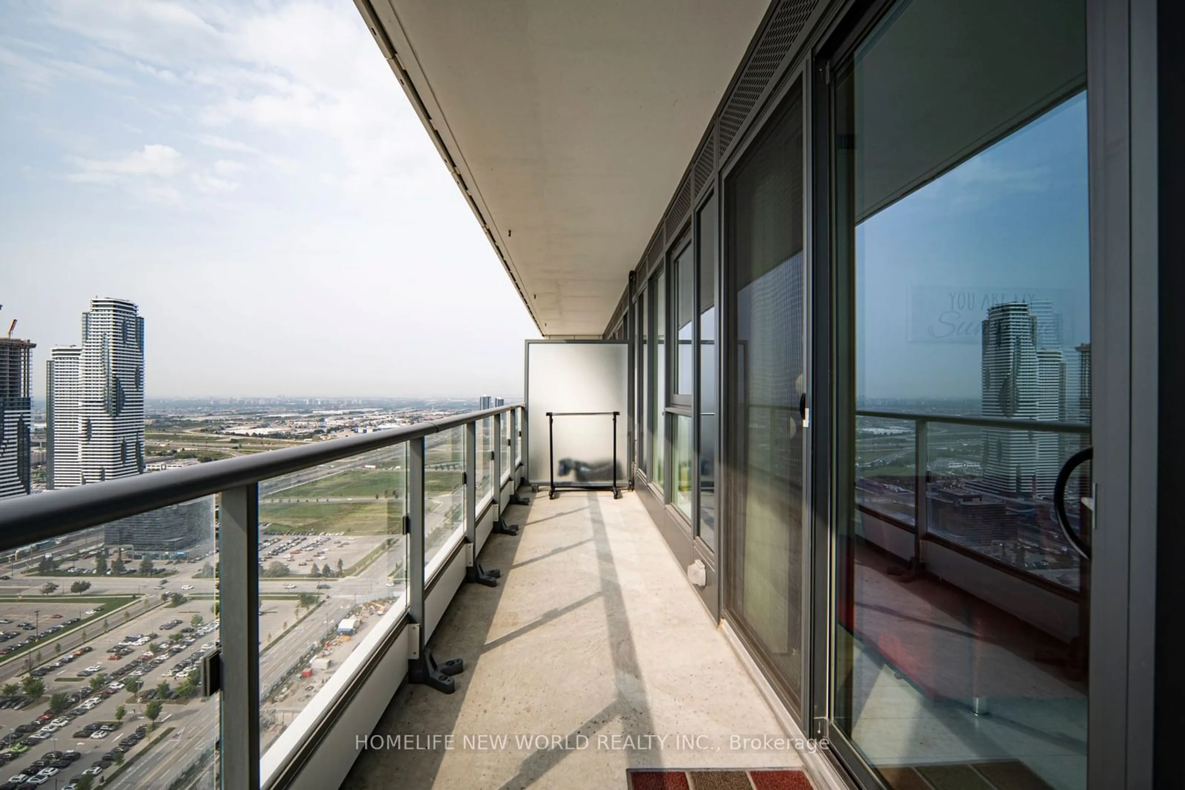 Balcony in the apartment, the view of city buildings for 5 Buttermill Ave #4007, Vaughan Ontario L4K 0J5