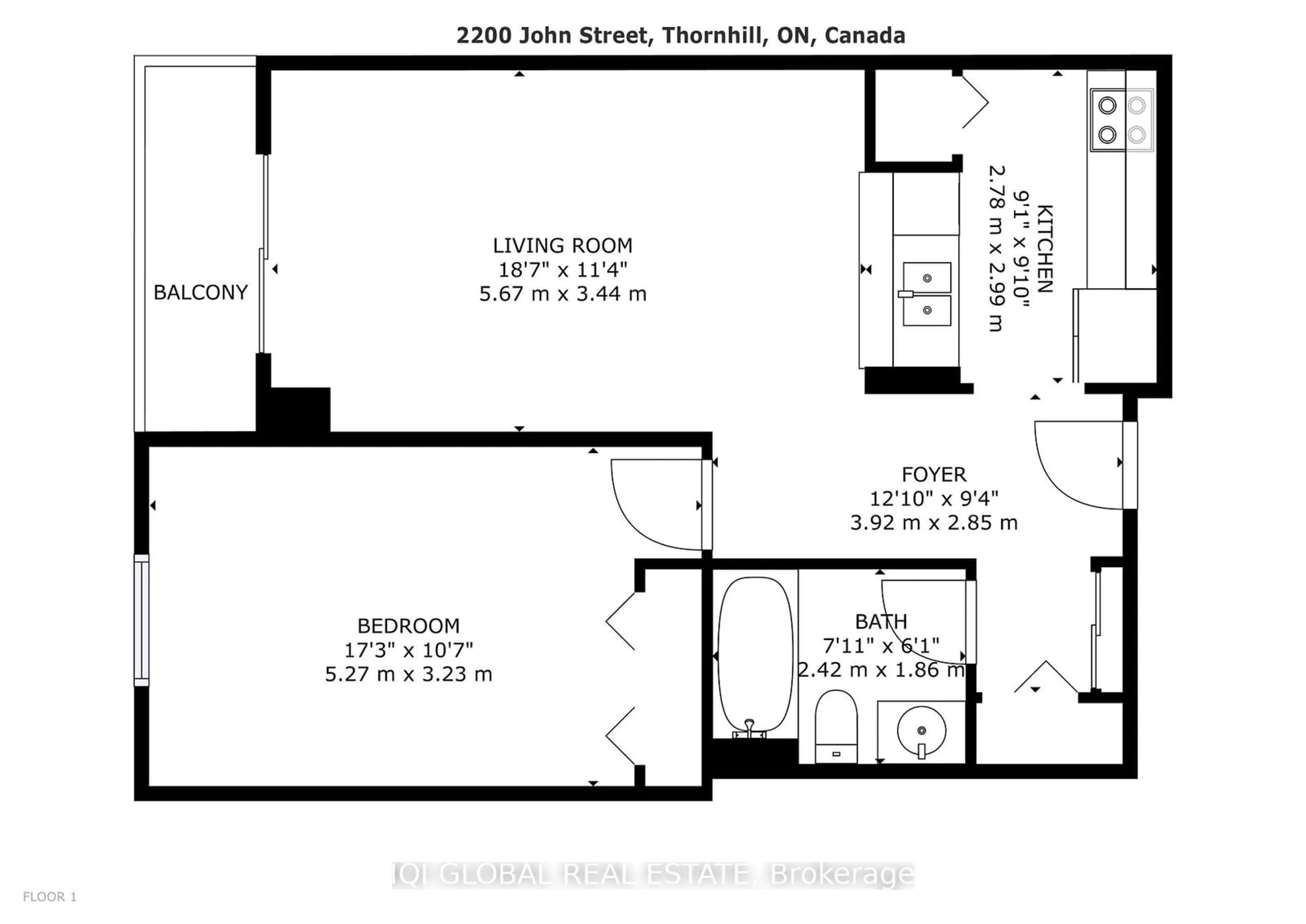 Floor plan for 2200 John St #307, Markham Ontario L3T 7S7