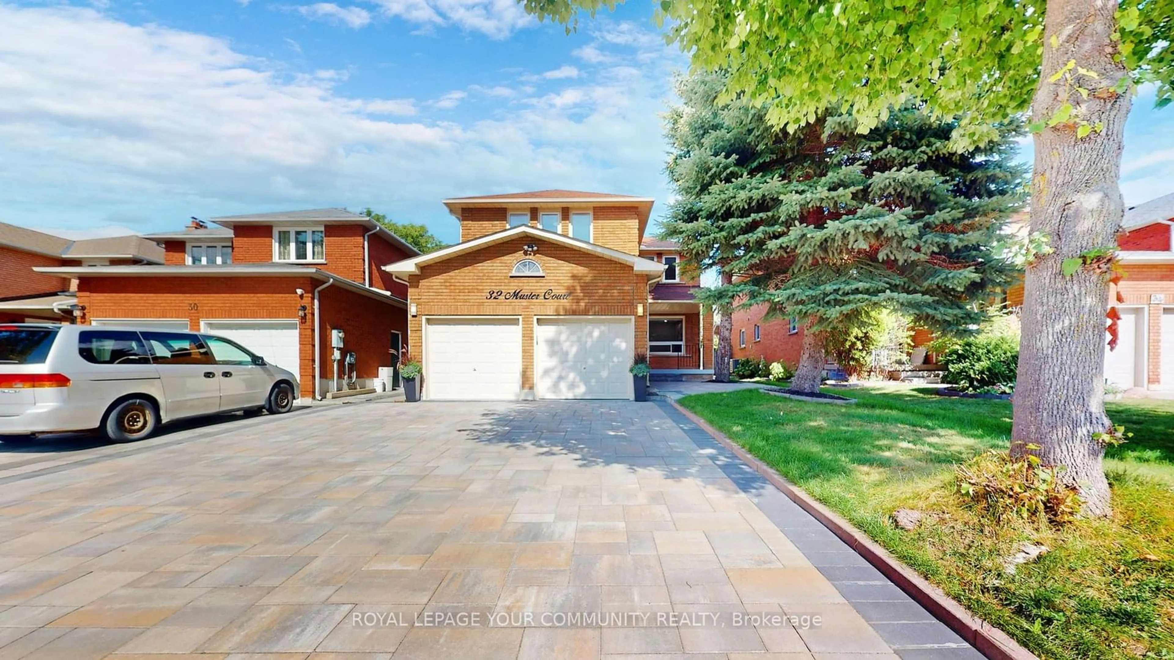 Home with brick exterior material for 32 Muster Crt, Markham Ontario L3R 9G4