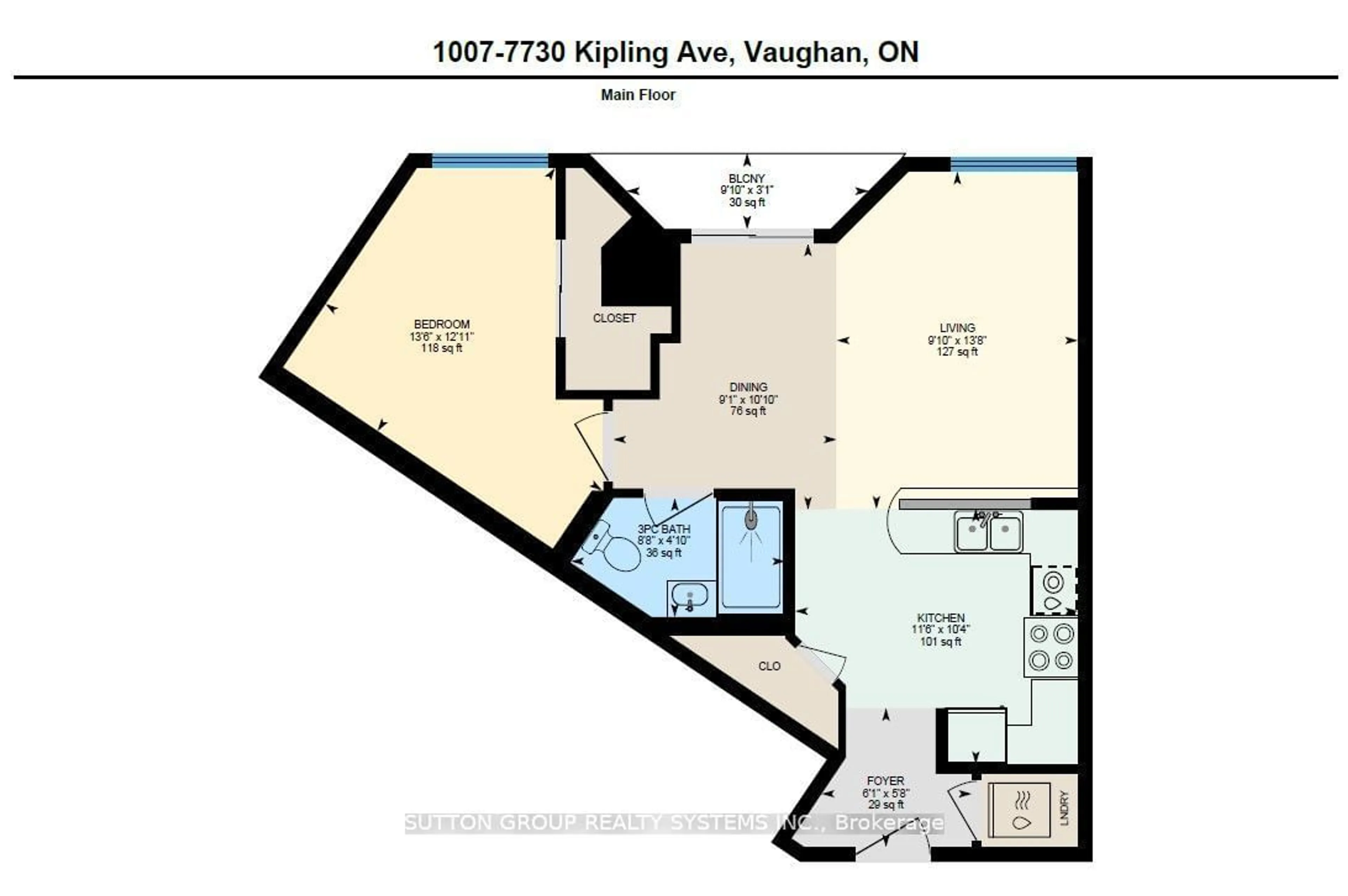 Floor plan for 7730 Kipling Ave #1007, Vaughan Ontario L4L 1Y9