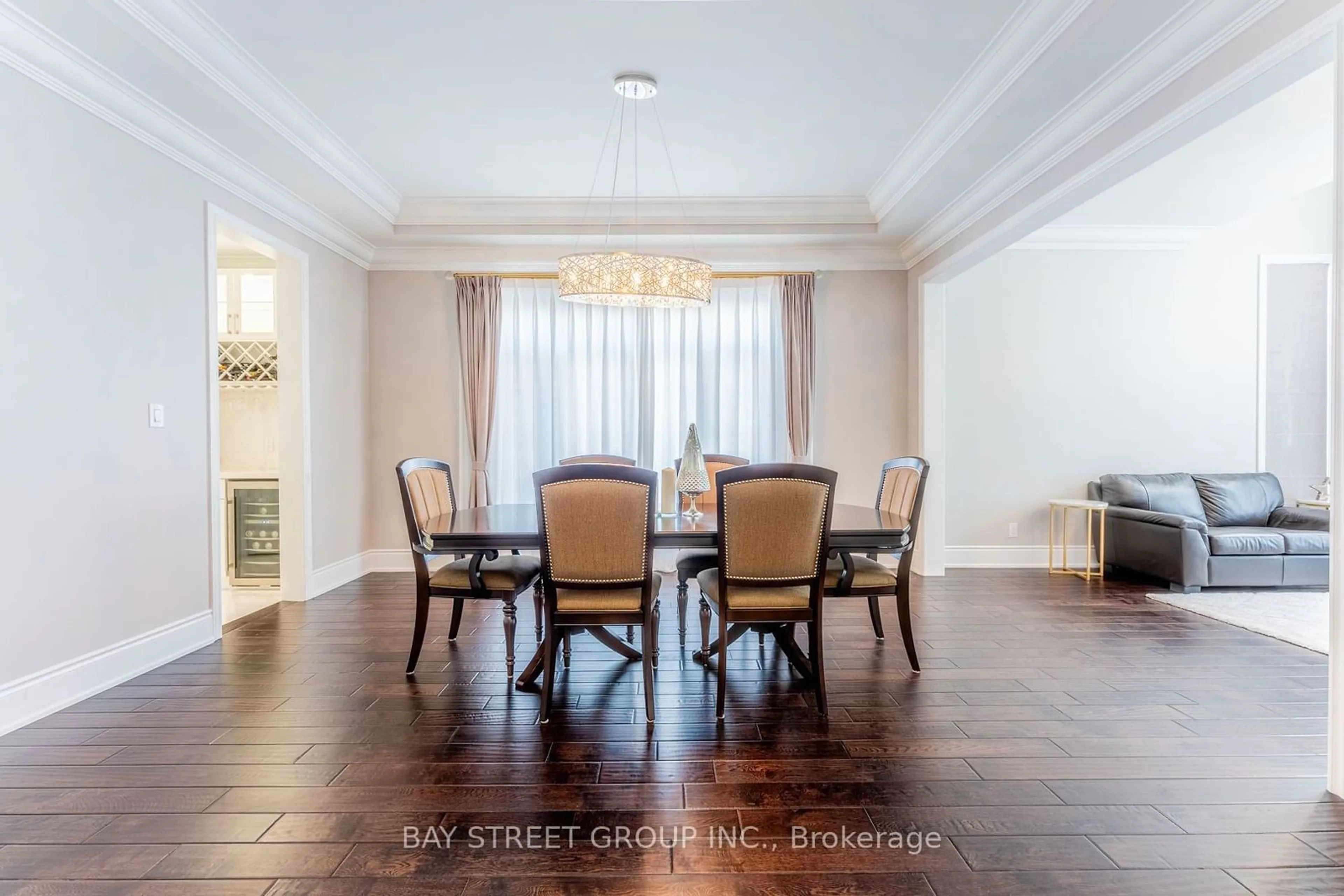 Dining room, wood floors, the street view for 12 Toscanini Rd, Richmond Hill Ontario L4E 2Y7