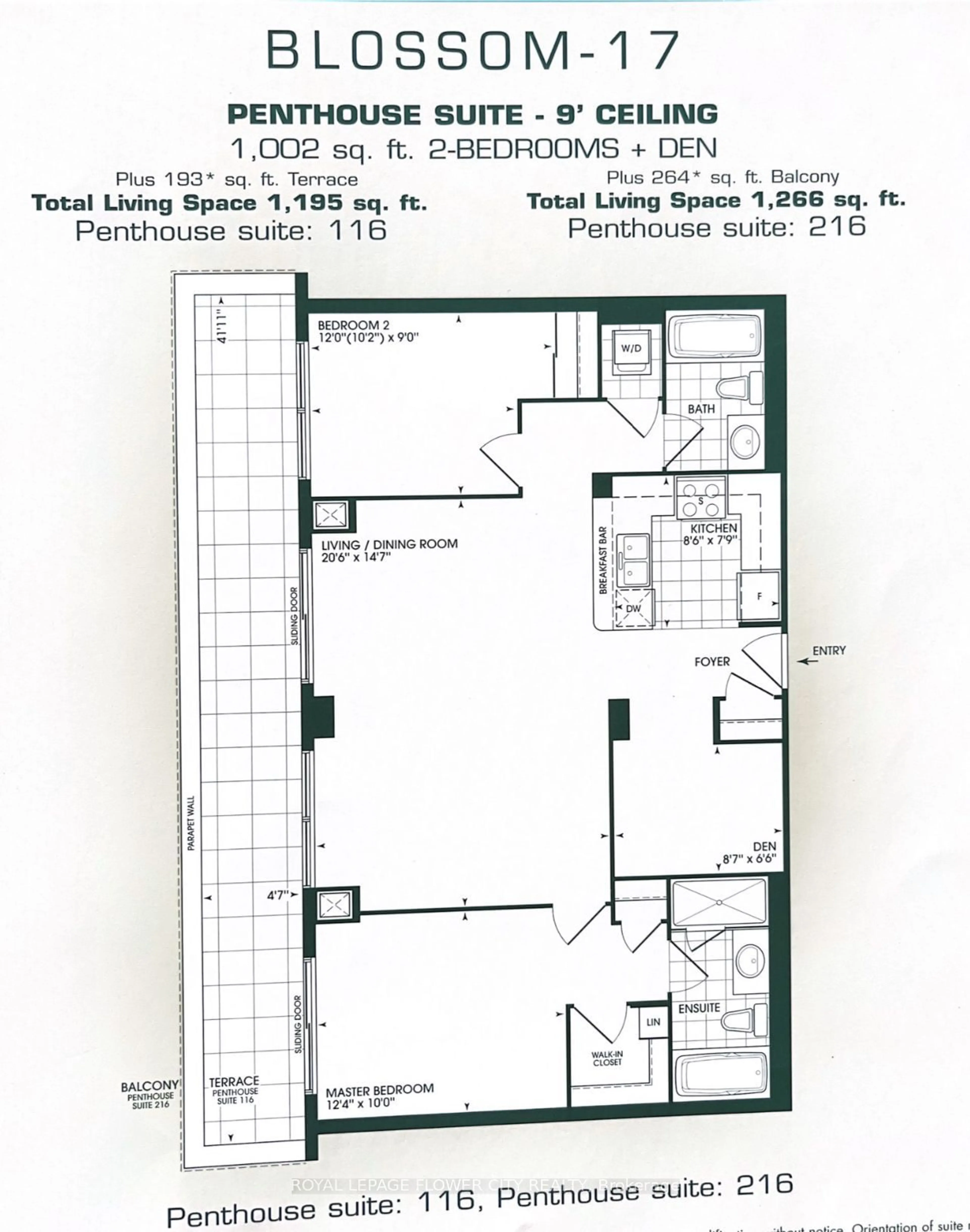 Floor plan for 18 Harding Blvd #Ph116, Richmond Hill Ontario L4C 0T3