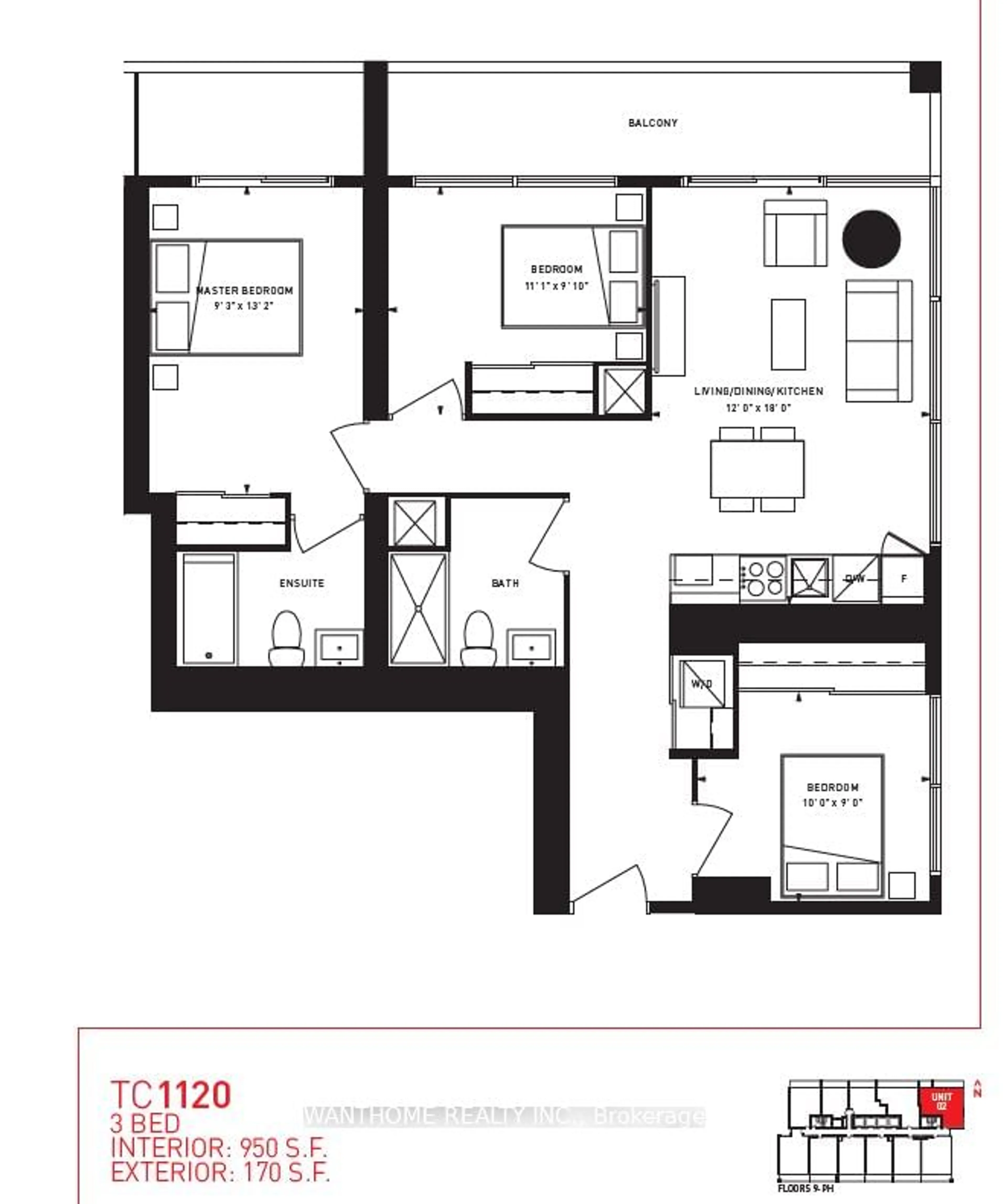 Floor plan for 5 Buttermill Ave #3902, Vaughan Ontario L4K 0J5