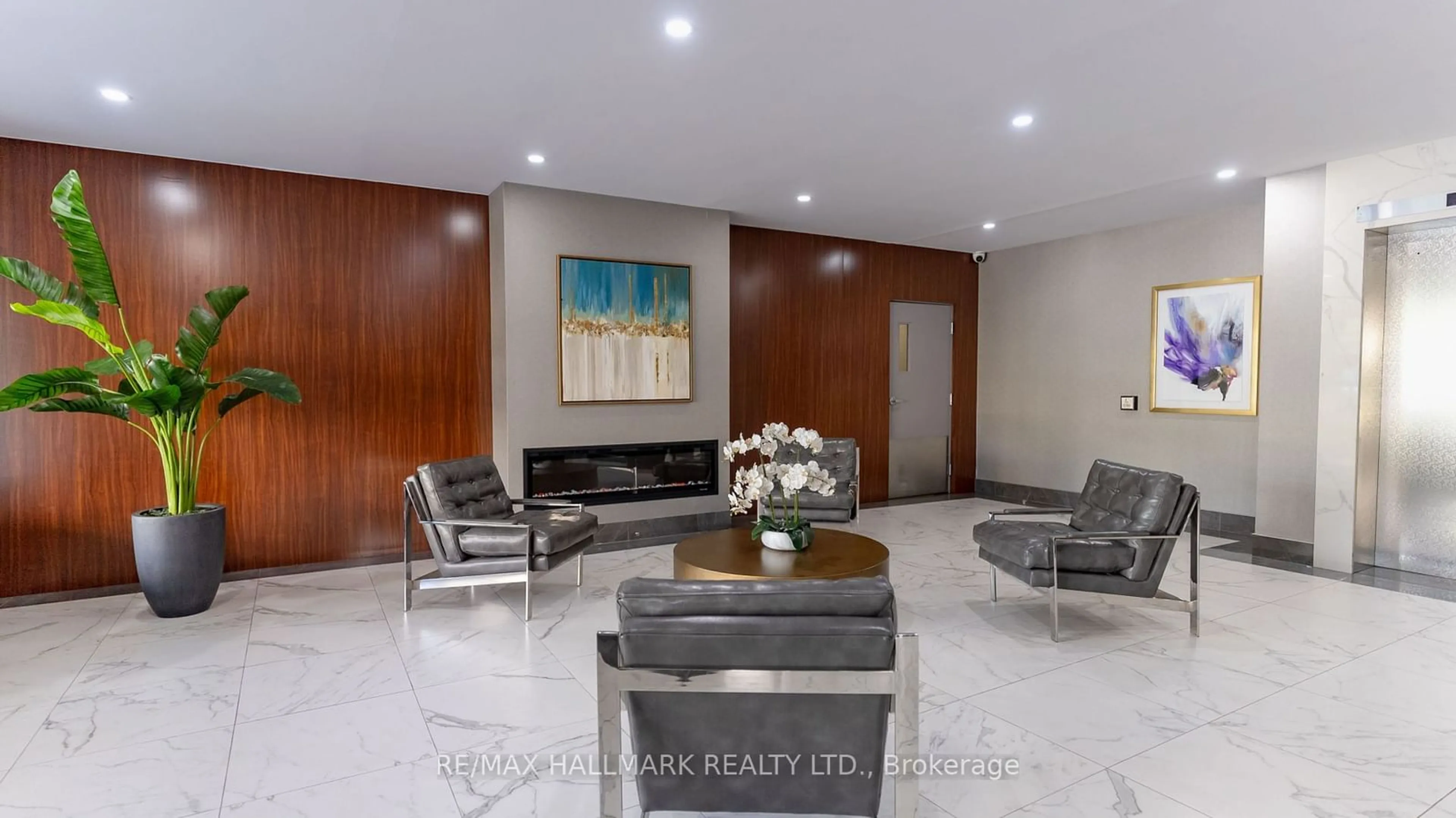 Indoor lobby, wood floors for 50 Inverlochy Blvd #1110, Markham Ontario L3T 4T6