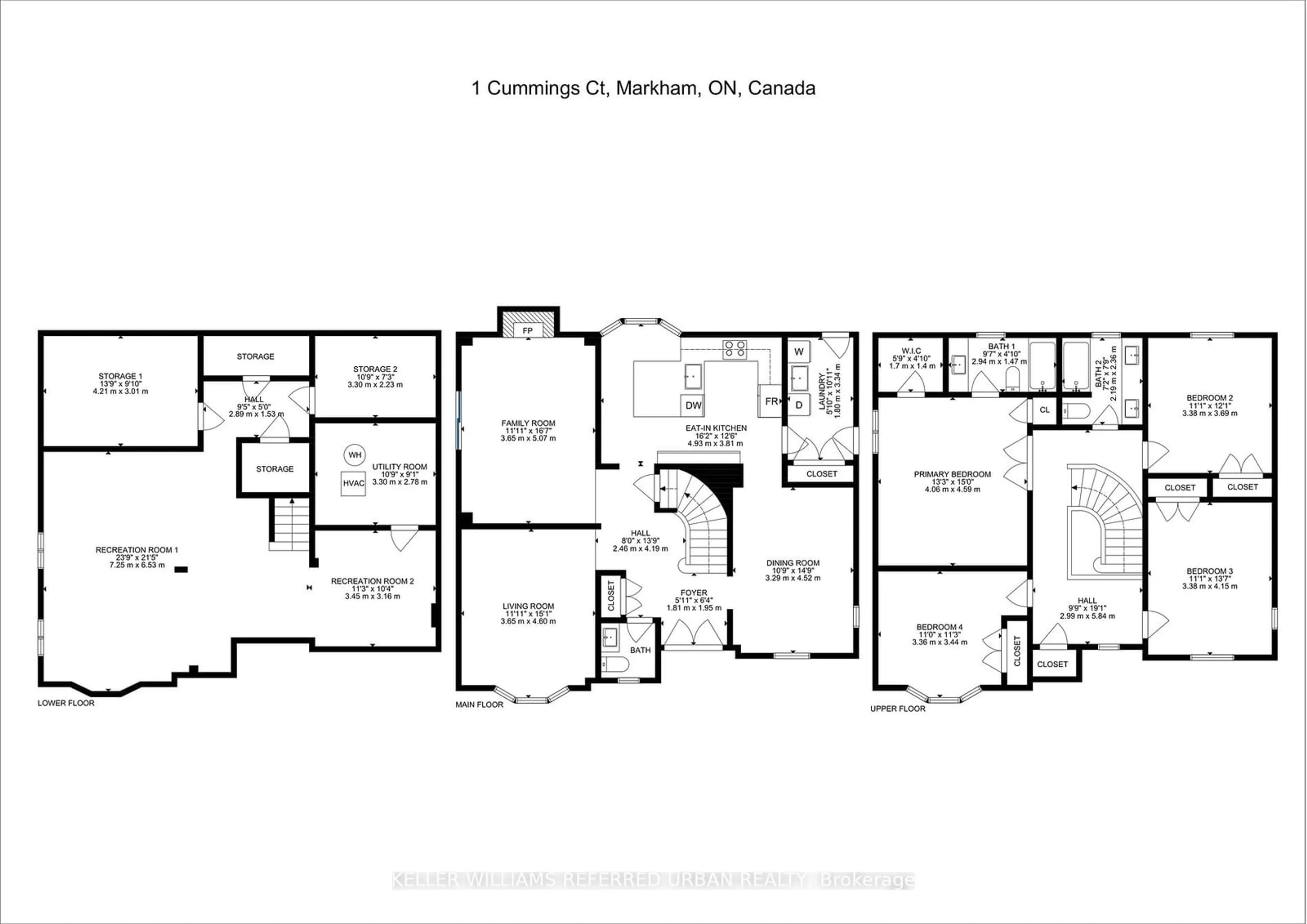 Floor plan for 1 Cummings Crt, Markham Ontario L3T 6S4