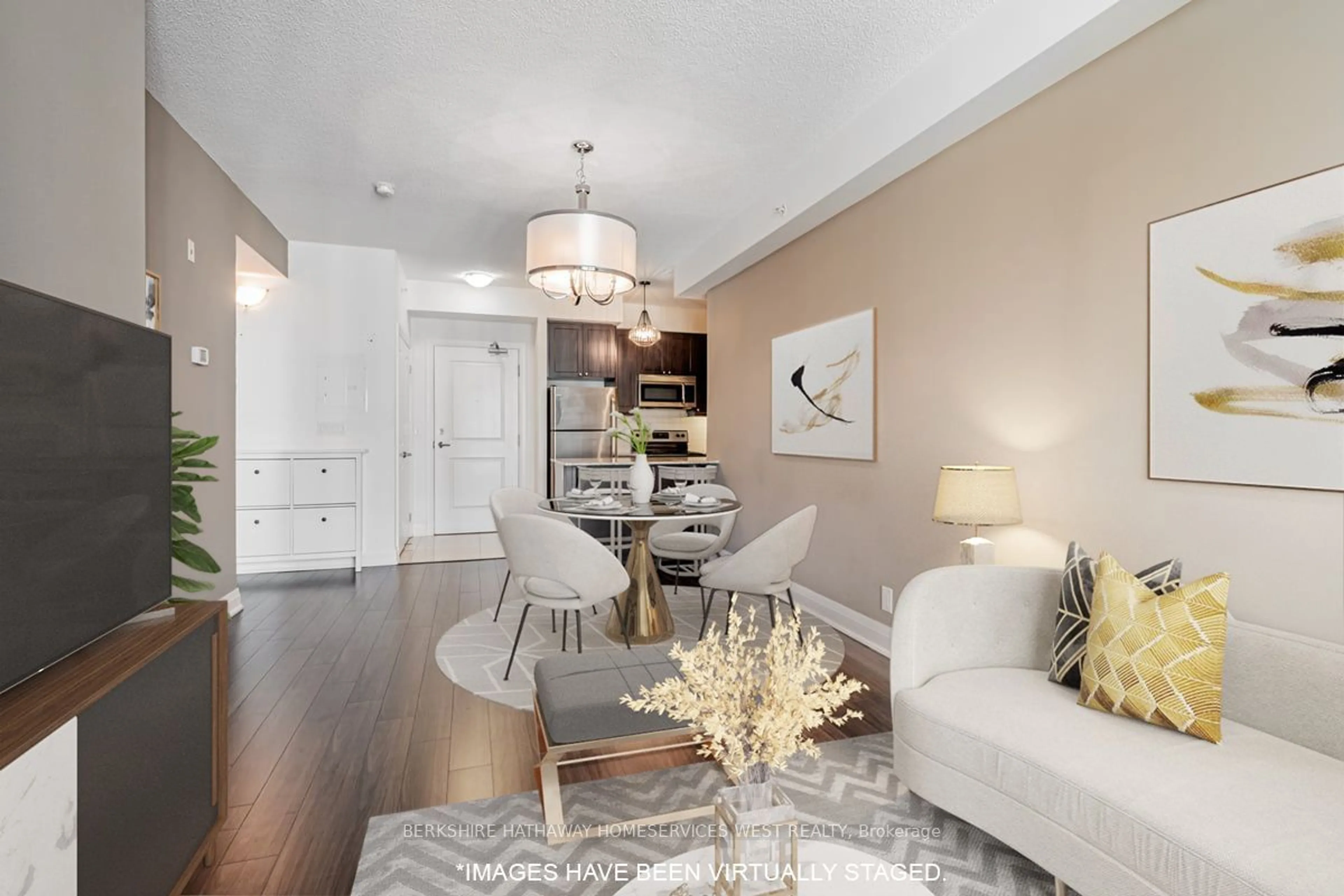 Living room, wood floors for 24 Woodstream Blvd #607, Vaughan Ontario L4L 8C4