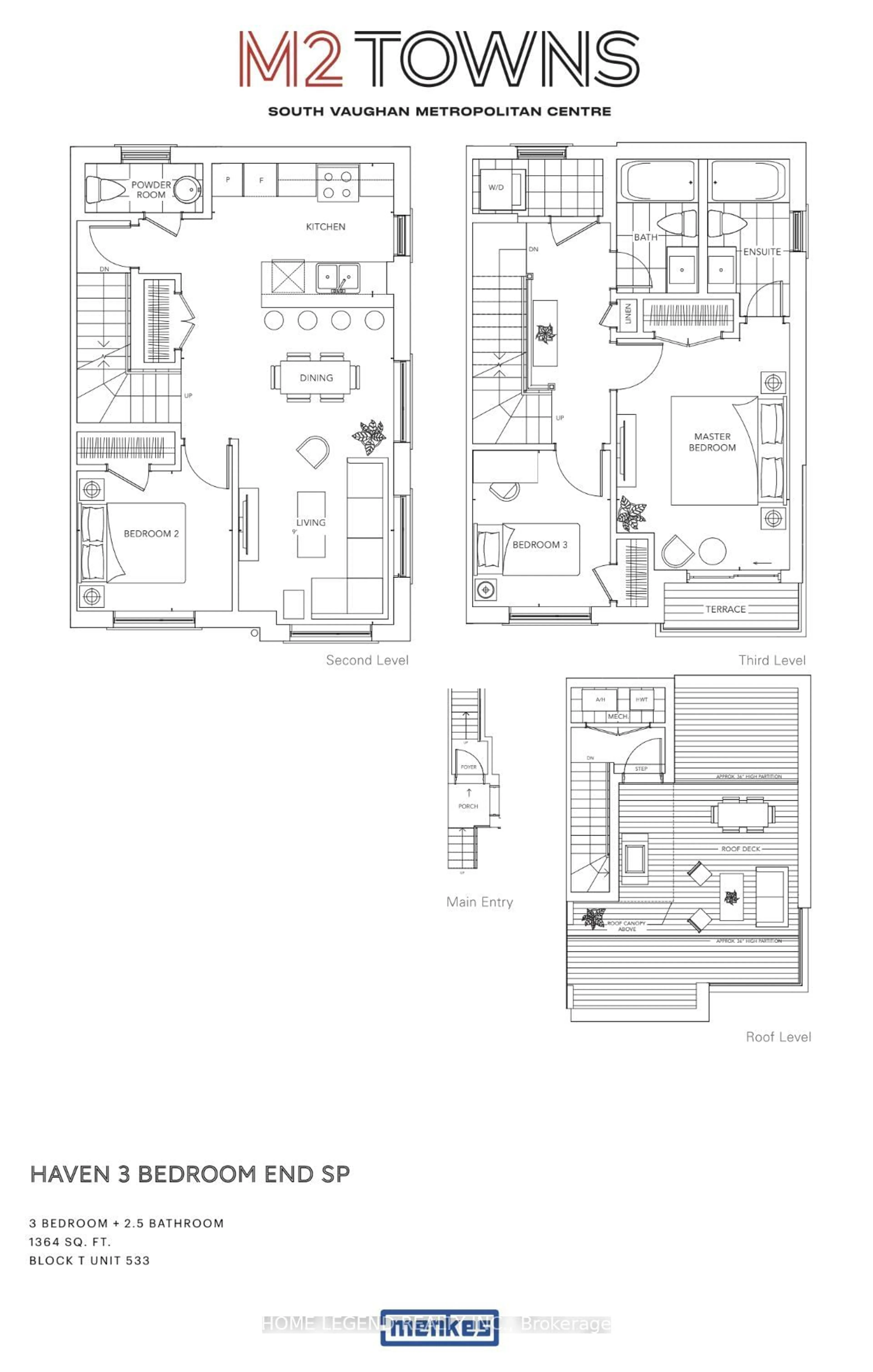 Floor plan for 100 Honeycrisp Cres #TH 344, Vaughan Ontario L4K 5Z8