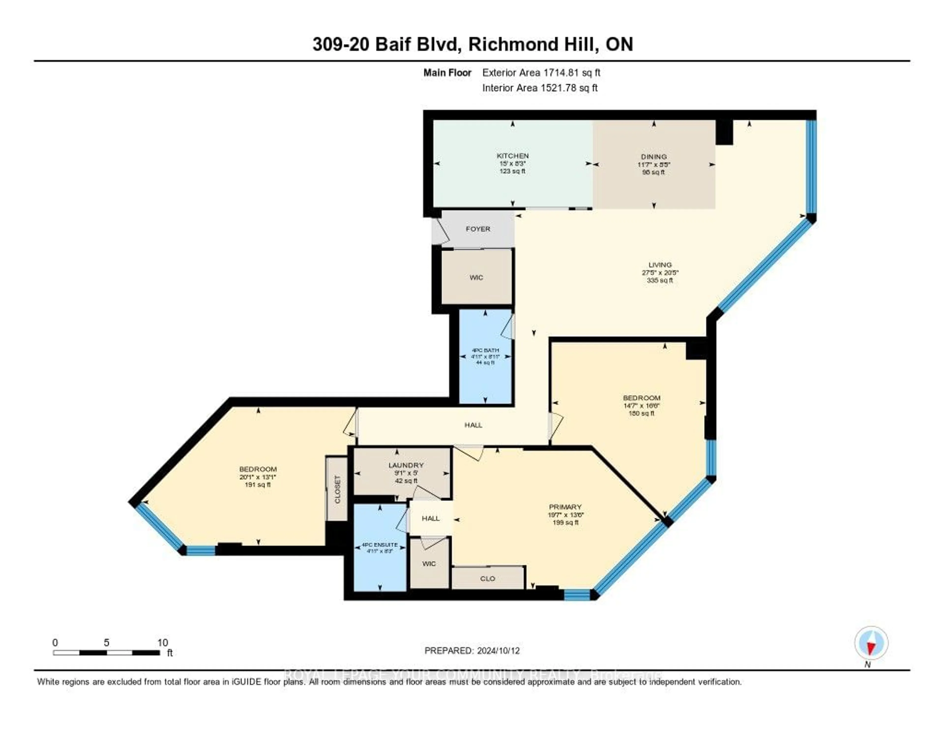 Floor plan for 20 Baif Blvd #309, Richmond Hill Ontario L4C 8T1