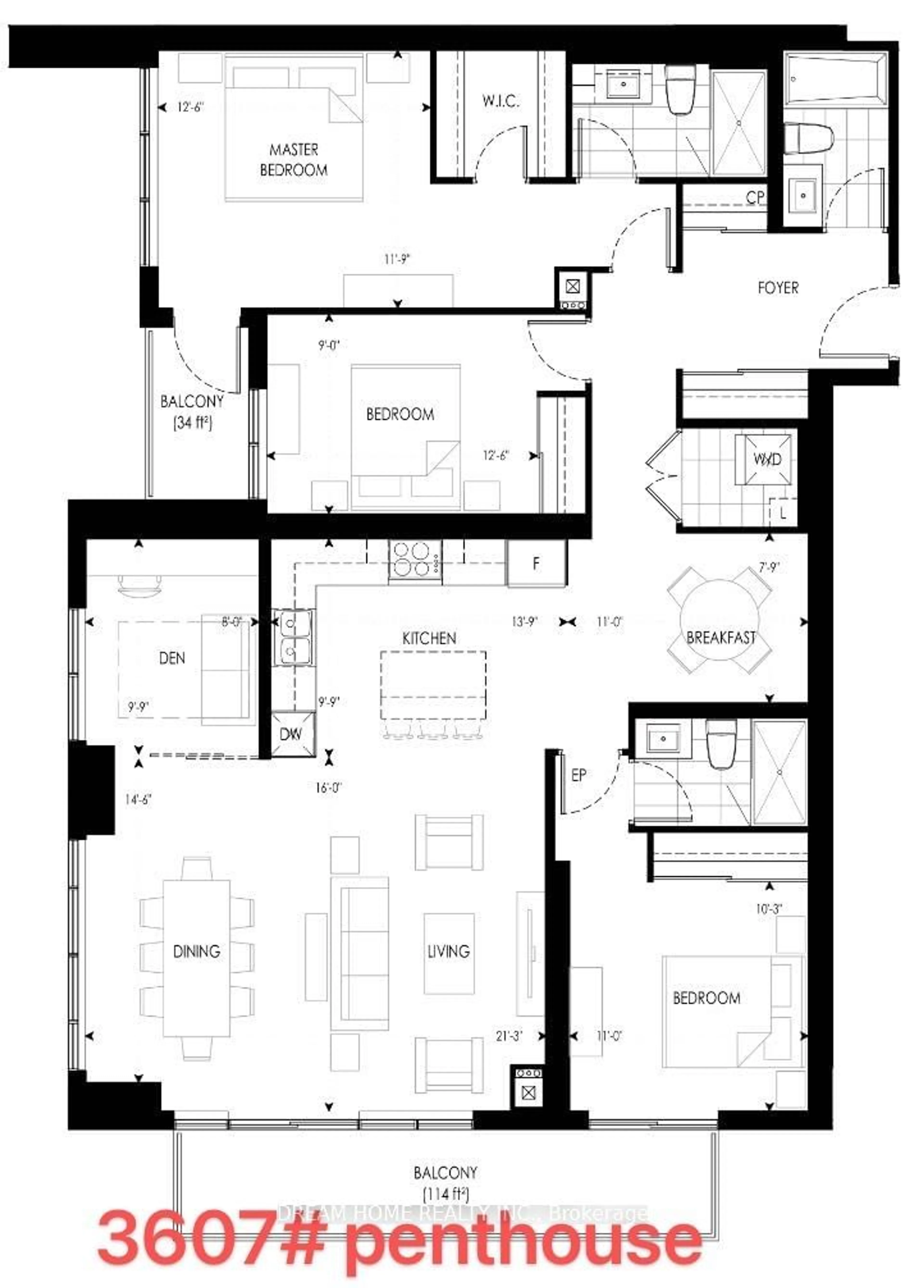 Floor plan for 12 Gandhi Lane #3607, Markham Ontario L3T 0G8