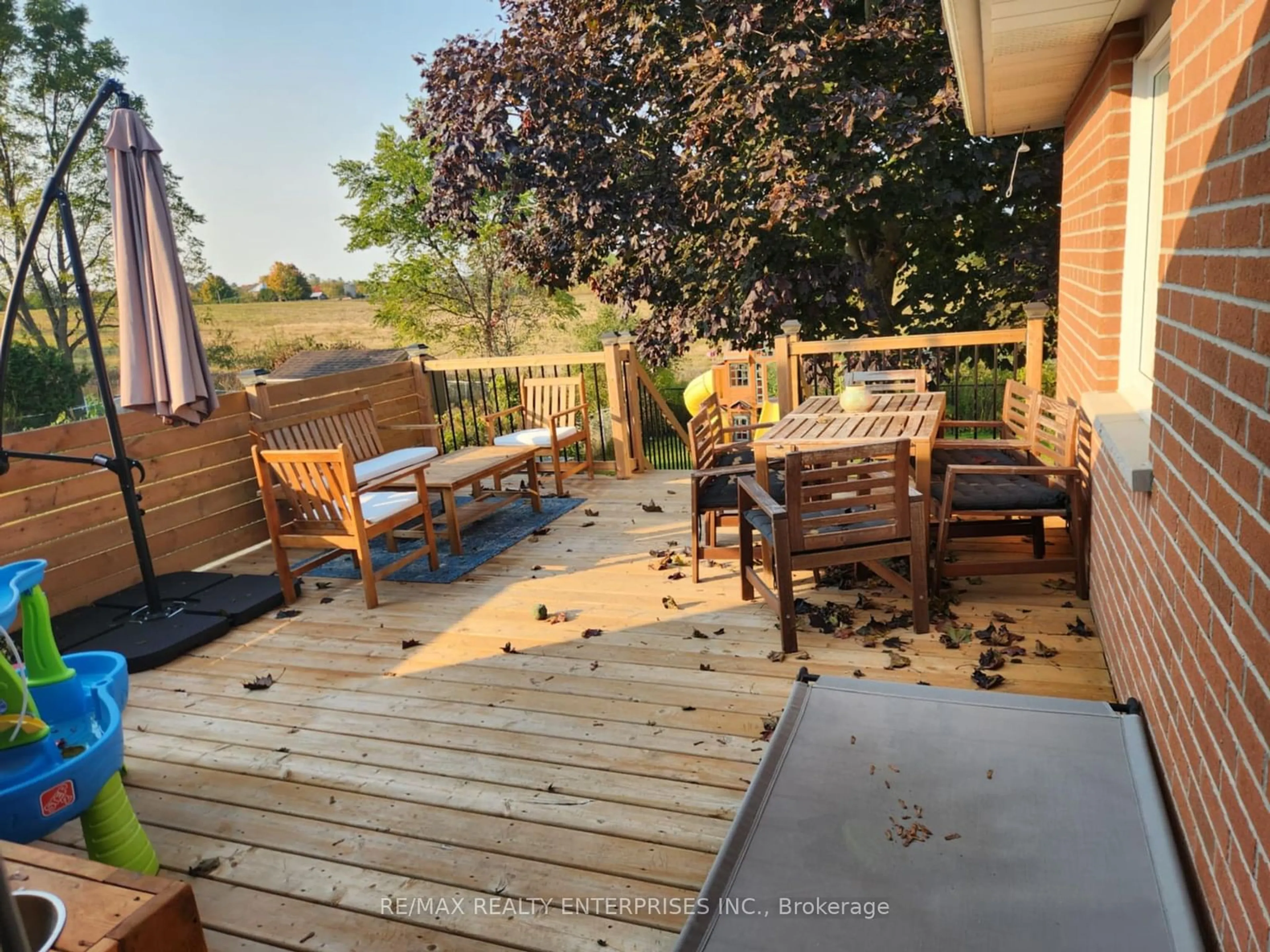 Patio, the fenced backyard for 93 Riverlea Rd, Brock Ontario L0E 1E0