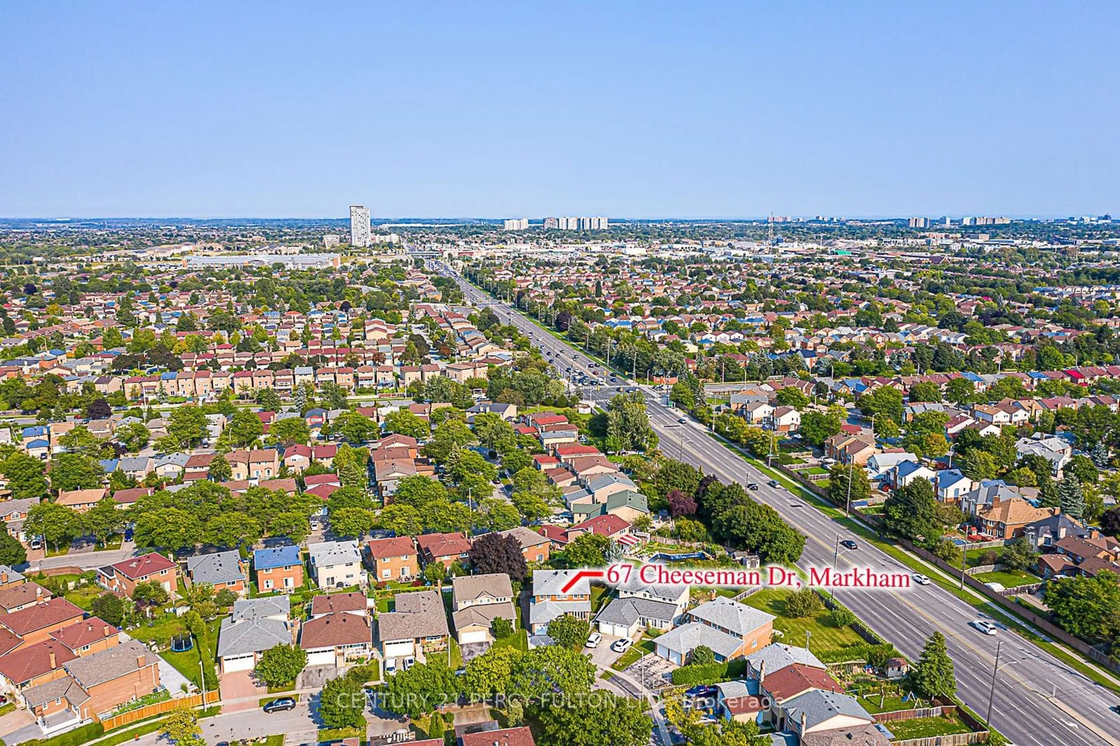 A pic from exterior of the house or condo, the street view for 67 Cheeseman Dr, Markham Ontario L3R 3G3