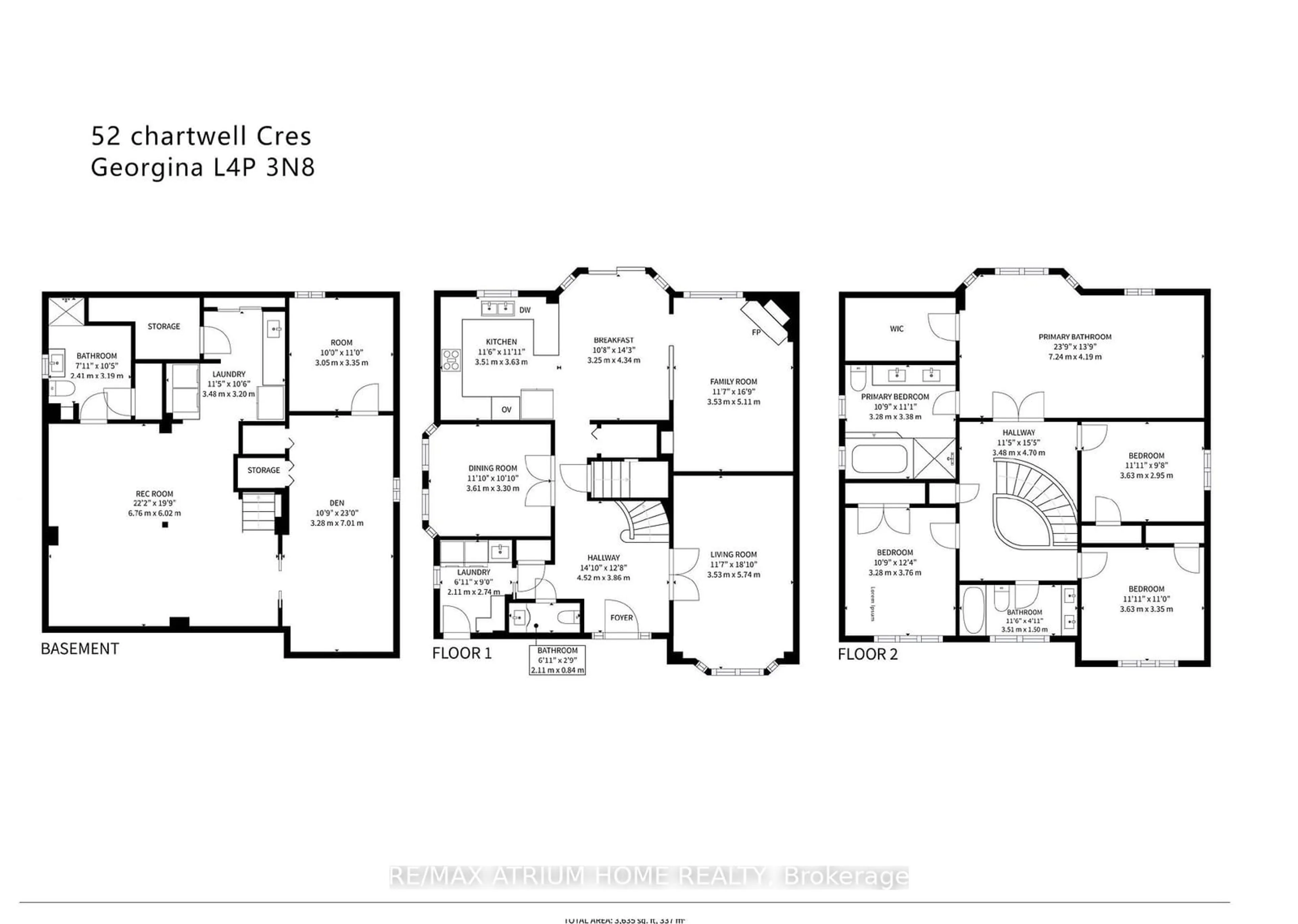 Floor plan for 52 Chartwell Cres, Georgina Ontario L4P 3N8