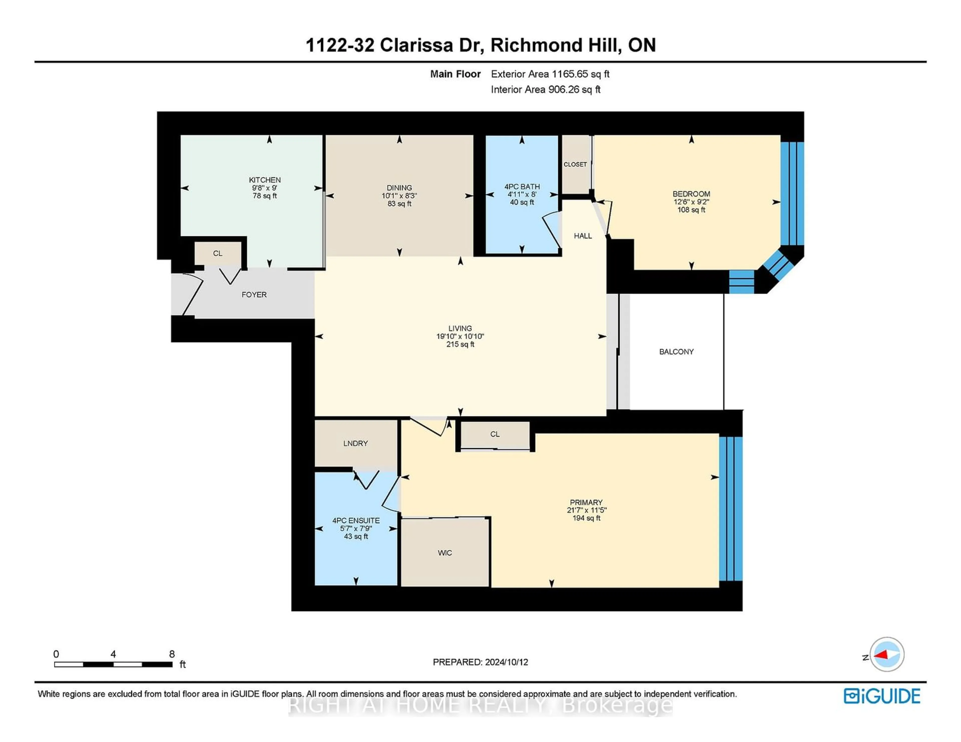 Floor plan for 32 Clarissa Dr #1222, Richmond Hill Ontario L4C 9R7