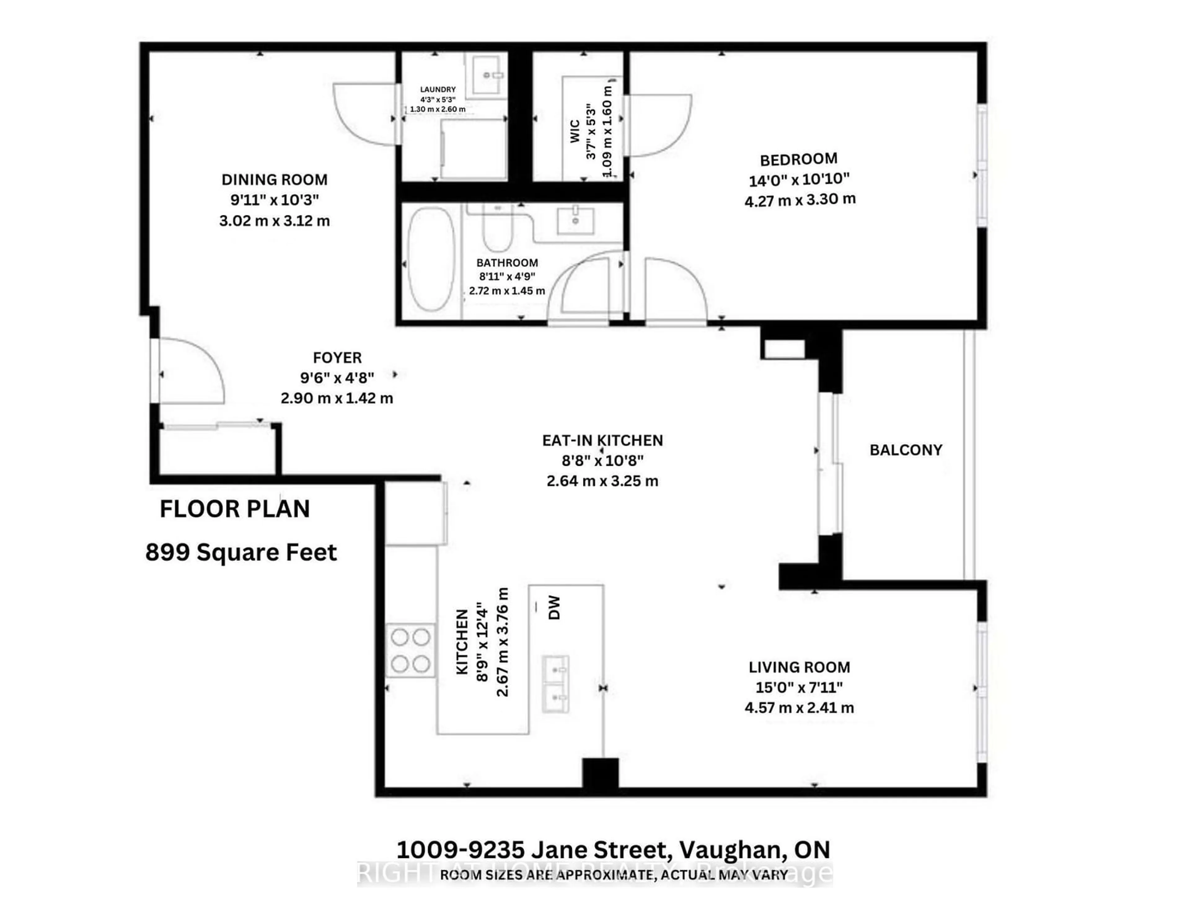 Floor plan for 9235 Jane St #1009, Vaughan Ontario L6A 0J8