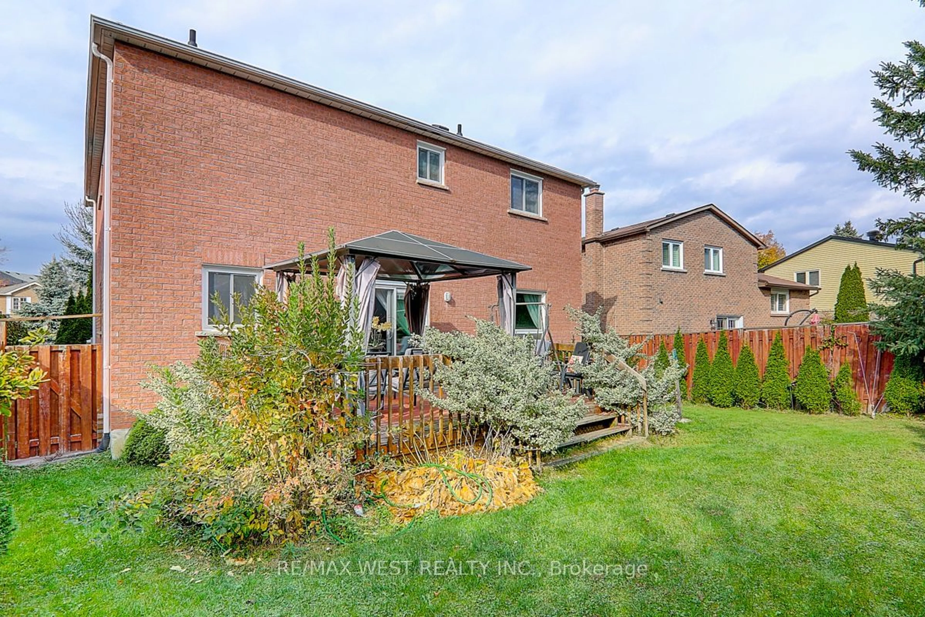 Patio, the fenced backyard for 49 Batson Dr, Aurora Ontario L4G 3P9