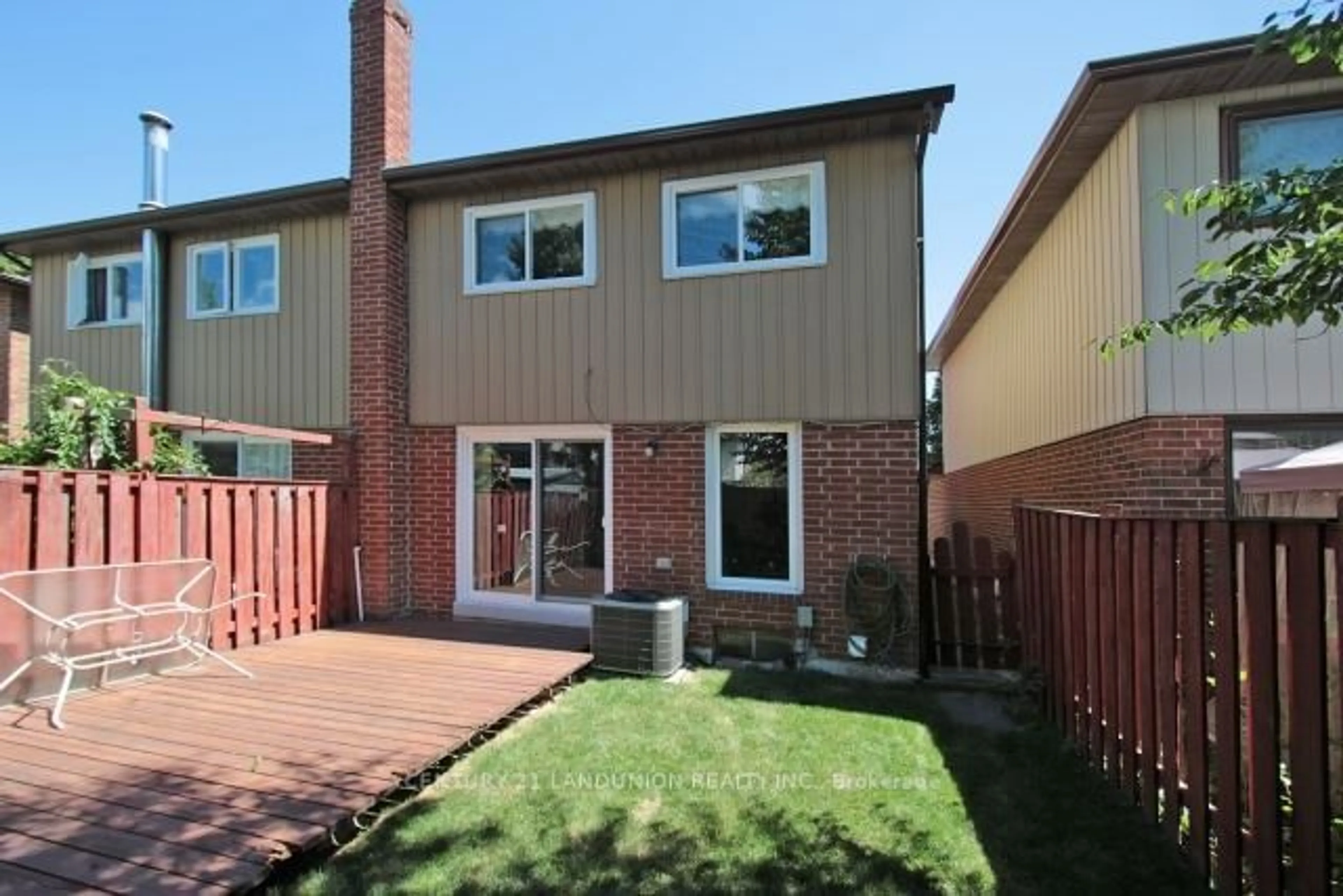 A pic from exterior of the house or condo, the fenced backyard for 51 Pepperell Cres, Markham Ontario L3R 3G9