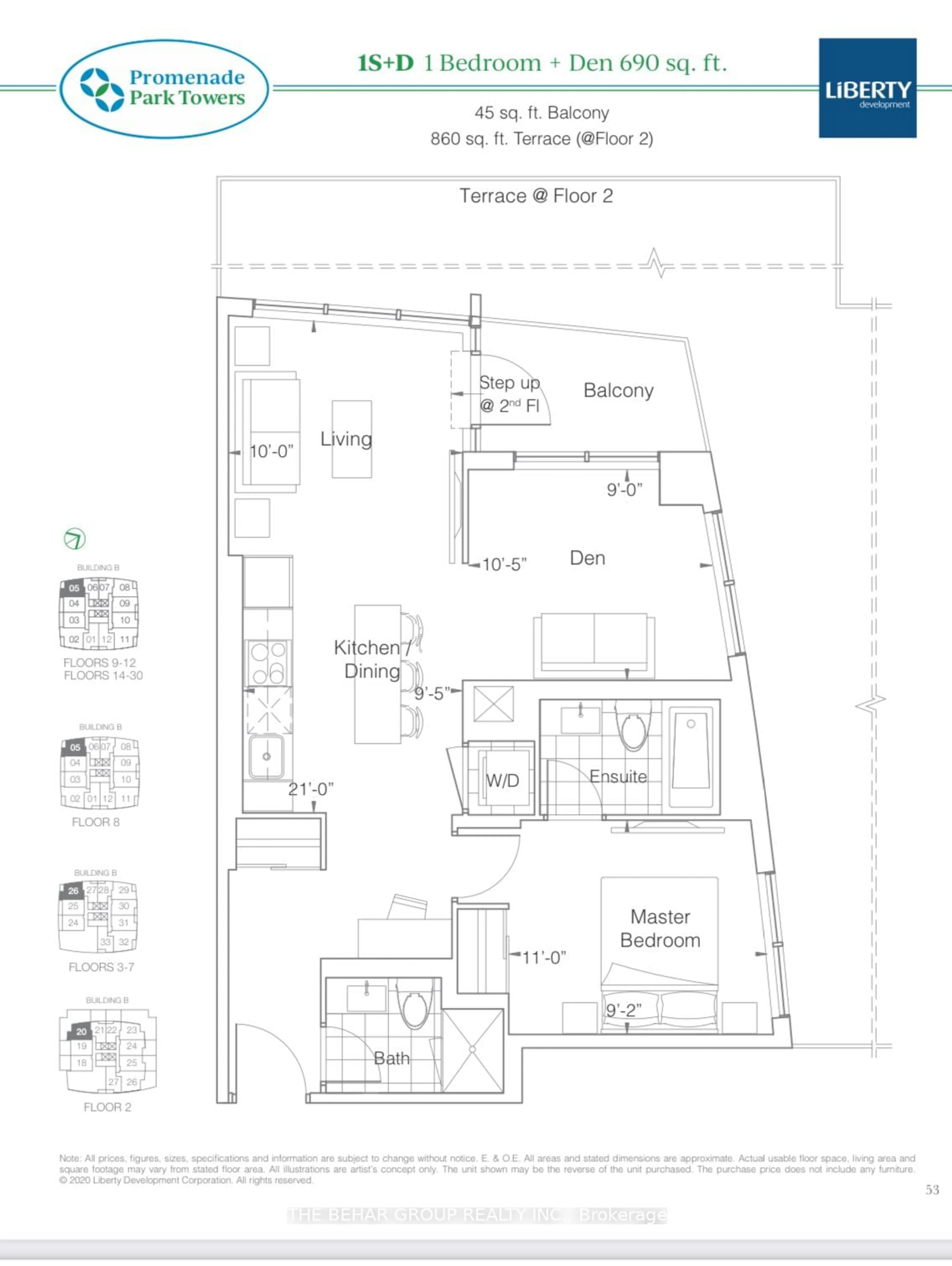 Floor plan for 50 Upper Mall Way #B-220, Vaughan Ontario L4J 4P8