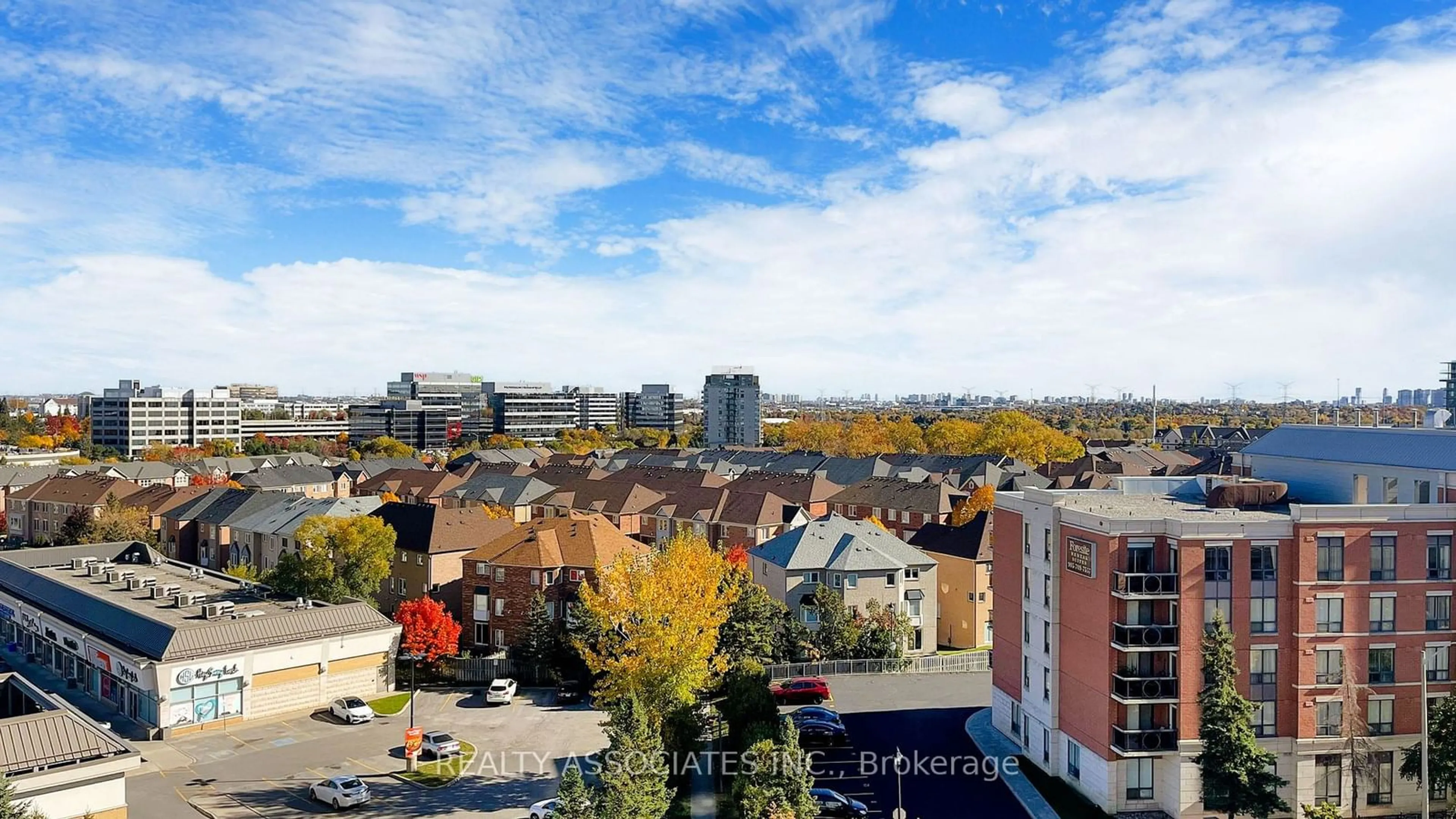 A pic from exterior of the house or condo, the view of city buildings for 88 Times Ave #906, Markham Ontario L3T 7Z4